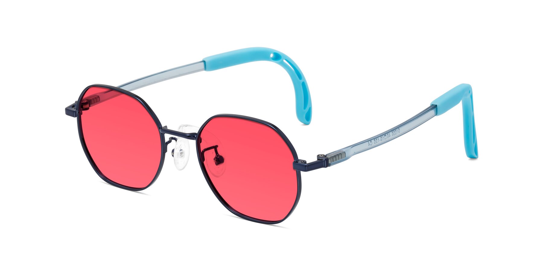 Angle of Esther in Sailor Blue with Red Tinted Lenses