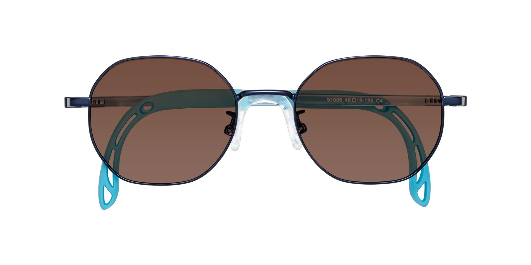 Folded Front of Esther in Sailor Blue with Brown Tinted Lenses