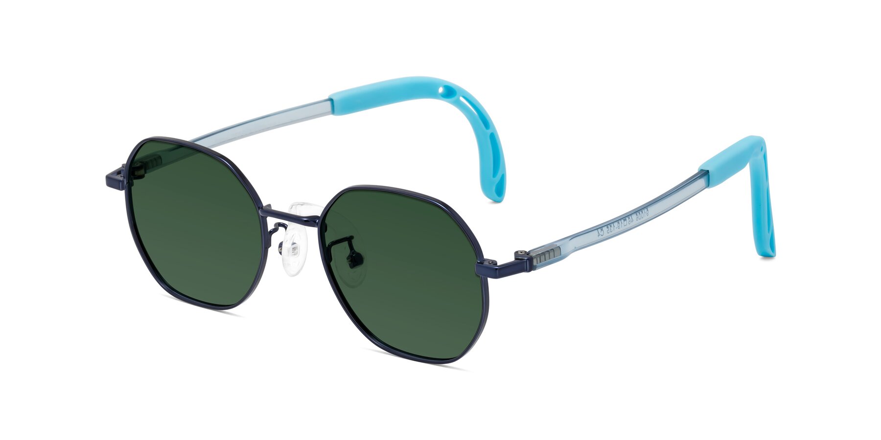 Angle of Esther in Sailor Blue with Green Tinted Lenses