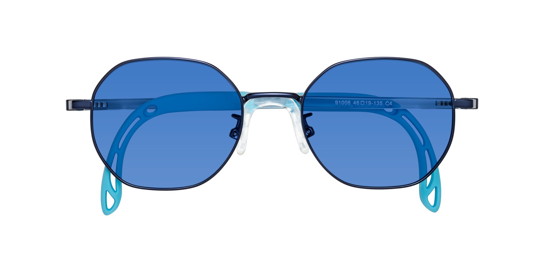 Folded Front of Esther in Sailor Blue with Blue Tinted Lenses