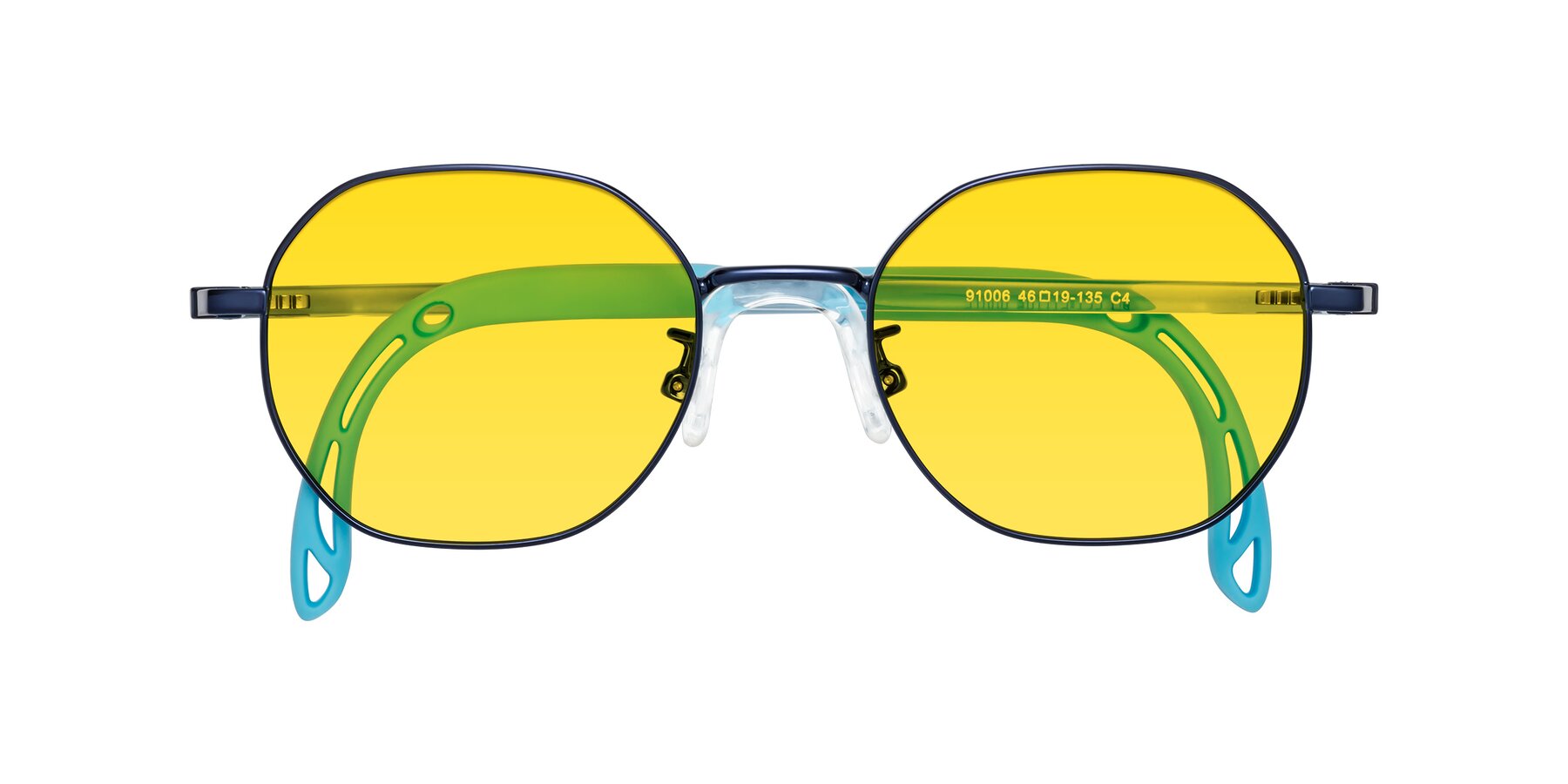 Folded Front of Esther in Sailor Blue with Yellow Tinted Lenses