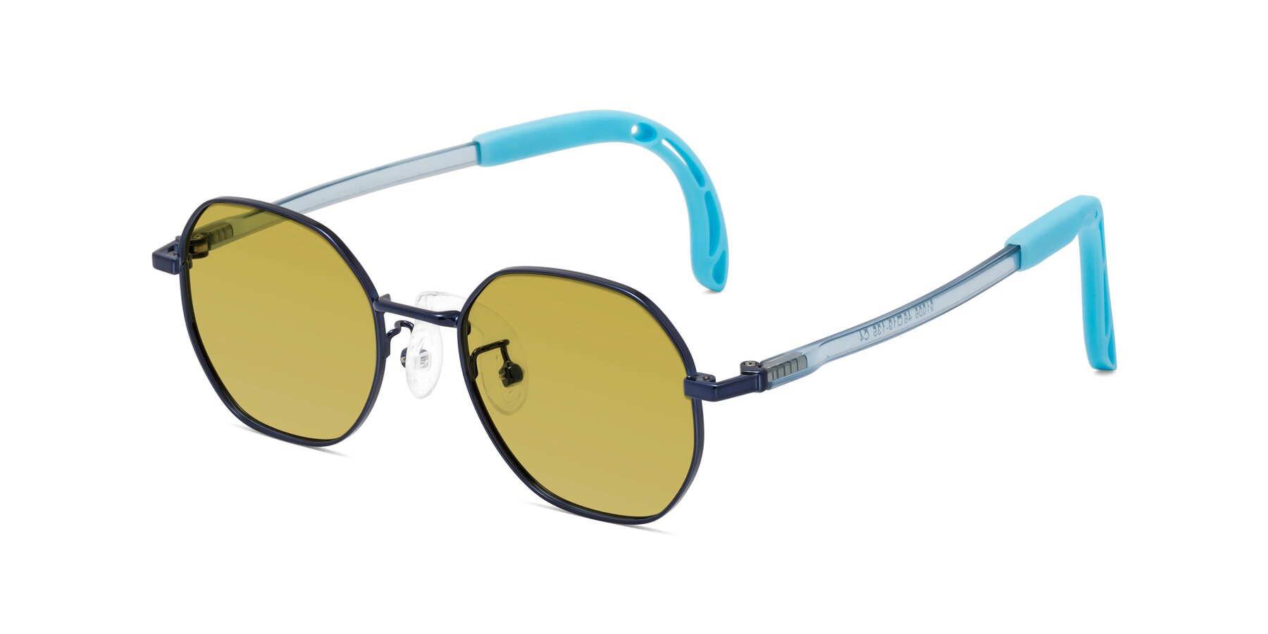 Angle of Esther in Sailor Blue with Champagne Tinted Lenses