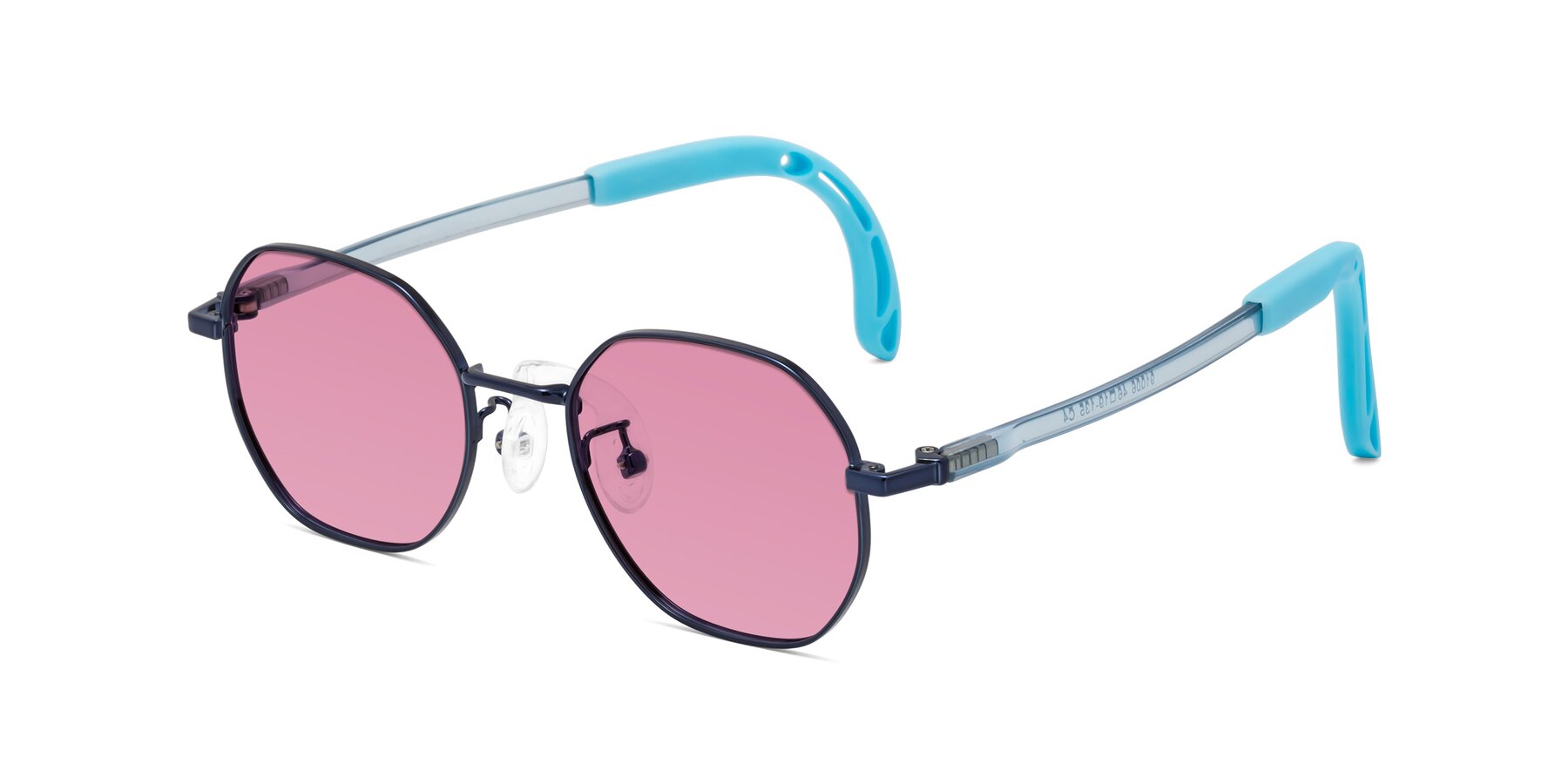 Angle of Esther in Sailor Blue with Medium Wine Tinted Lenses