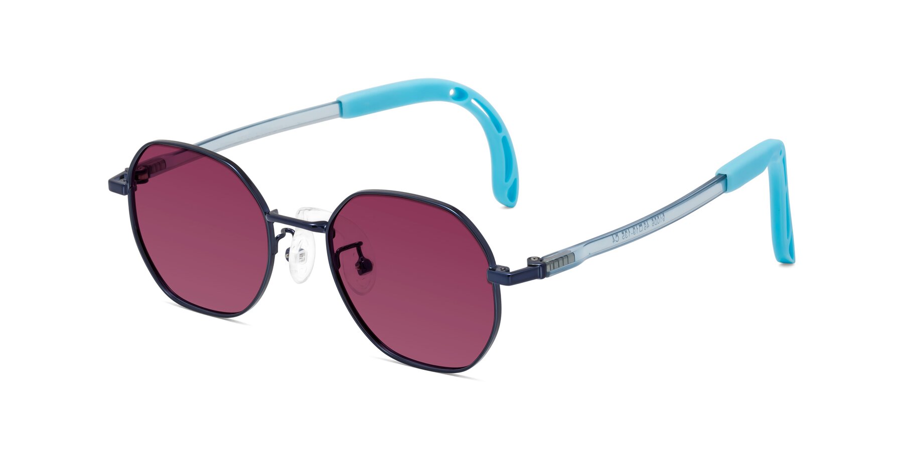 Angle of Esther in Sailor Blue with Wine Tinted Lenses