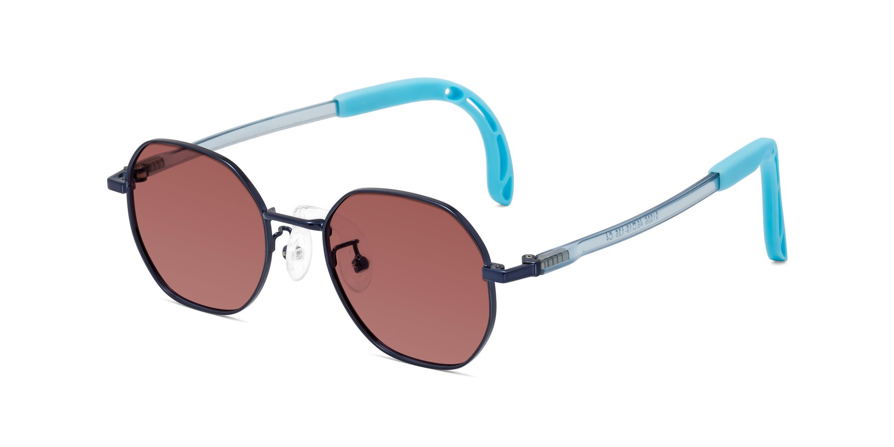 Angle of Esther in Sailor Blue with Garnet Tinted Lenses