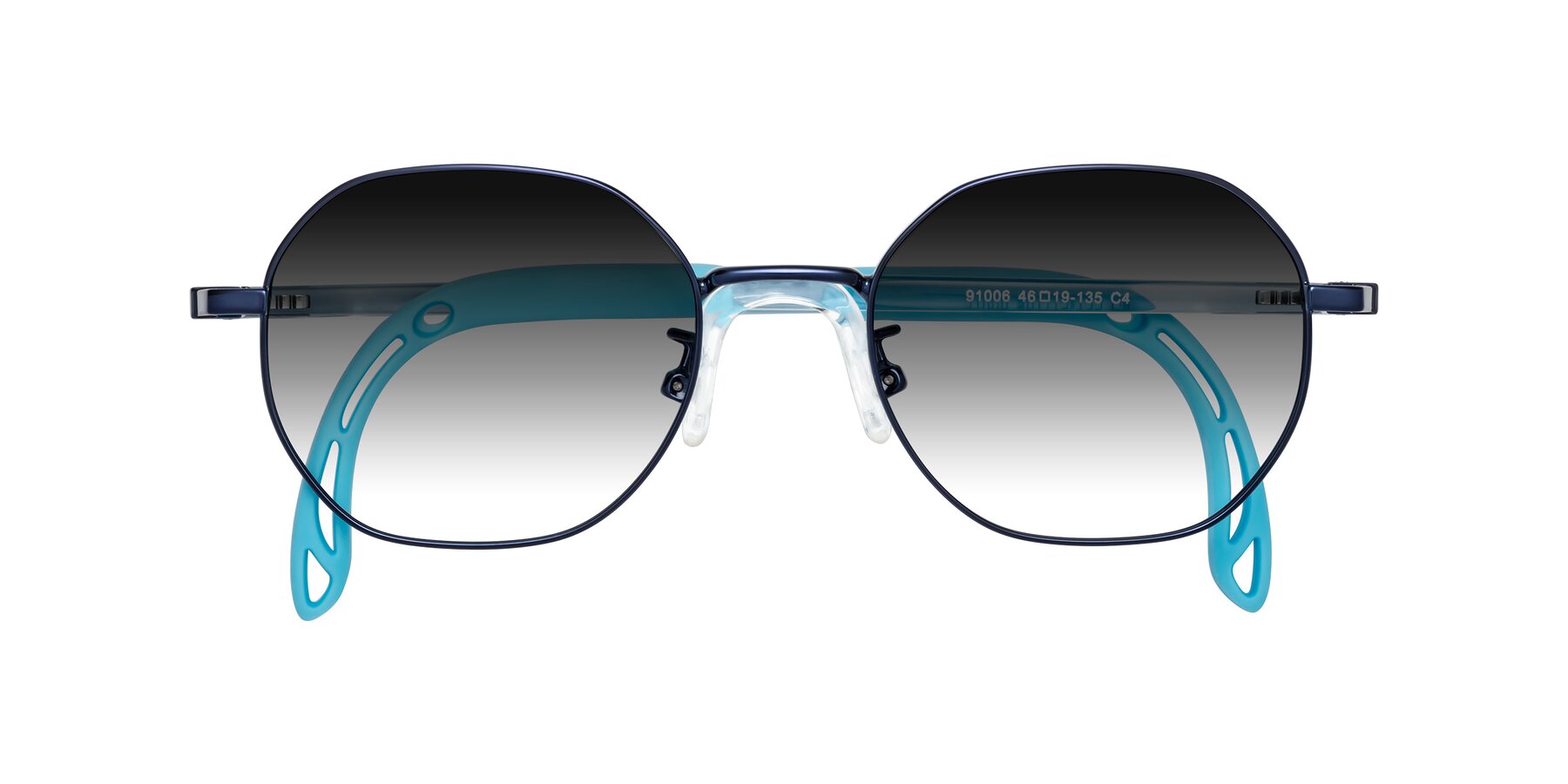 Folded Front of Esther in Sailor Blue with Gray Gradient Lenses