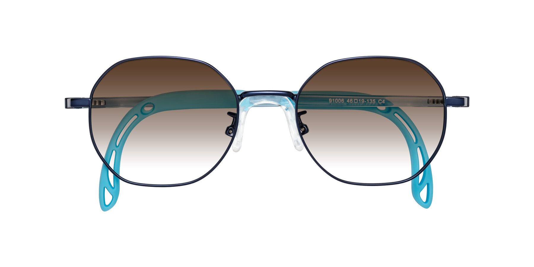 Folded Front of Esther in Sailor Blue with Brown Gradient Lenses