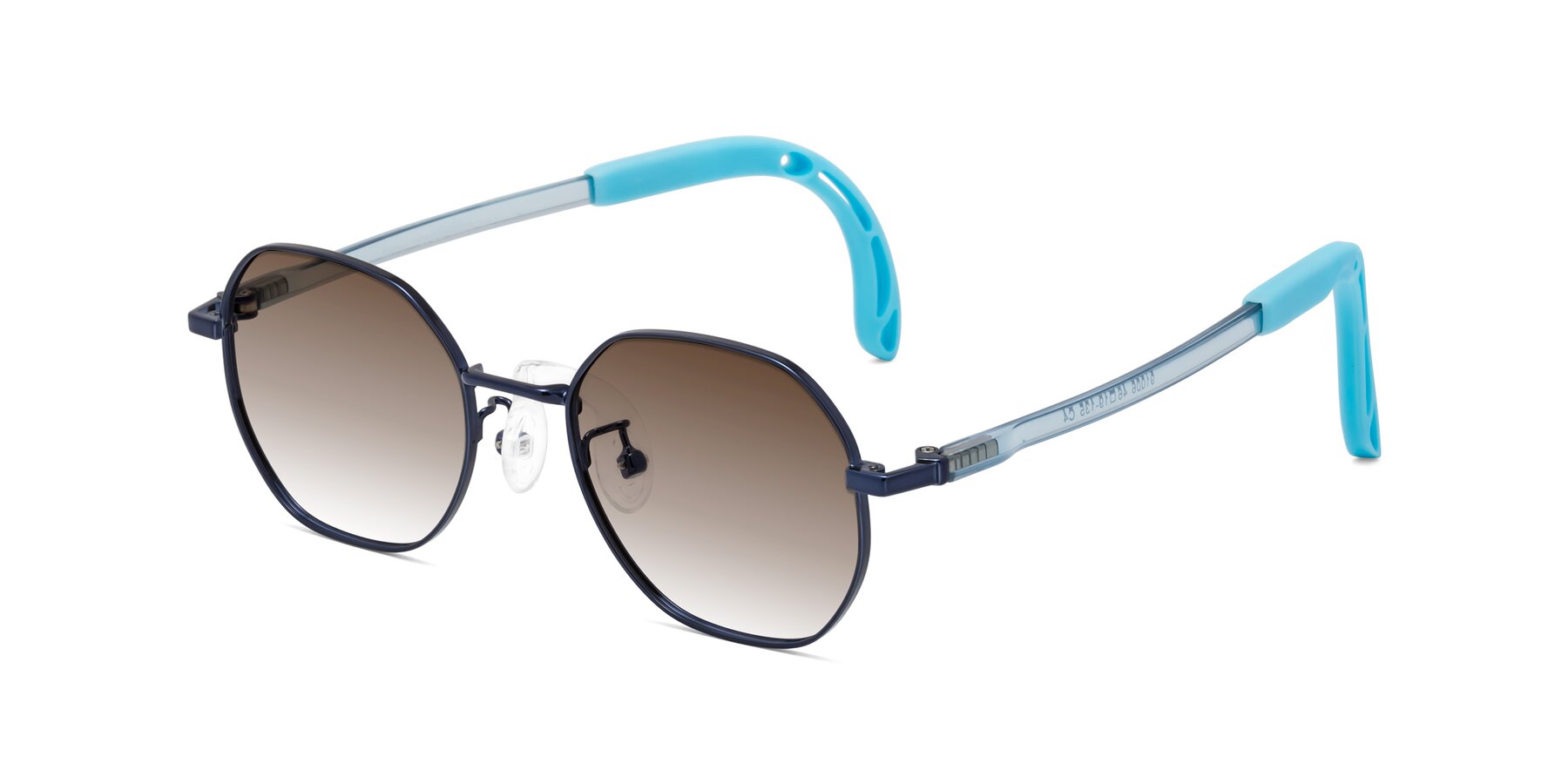 Angle of Esther in Sailor Blue with Brown Gradient Lenses