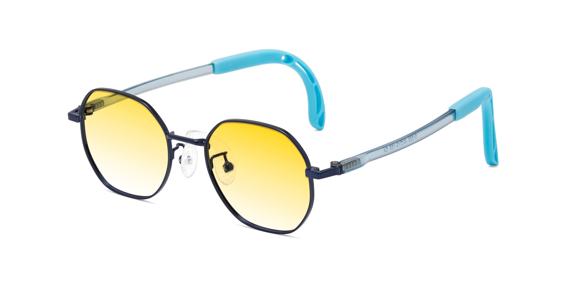 Angle of Esther in Sailor Blue with Yellow Gradient Lenses