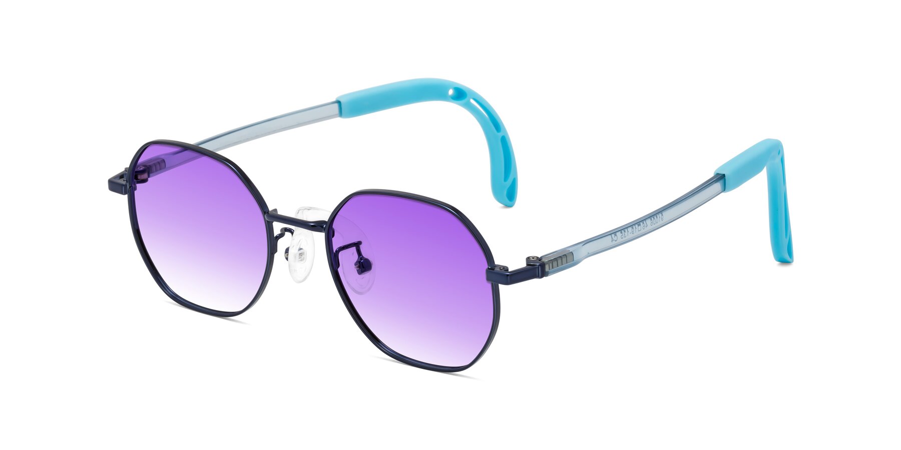 Angle of Esther in Sailor Blue with Purple Gradient Lenses