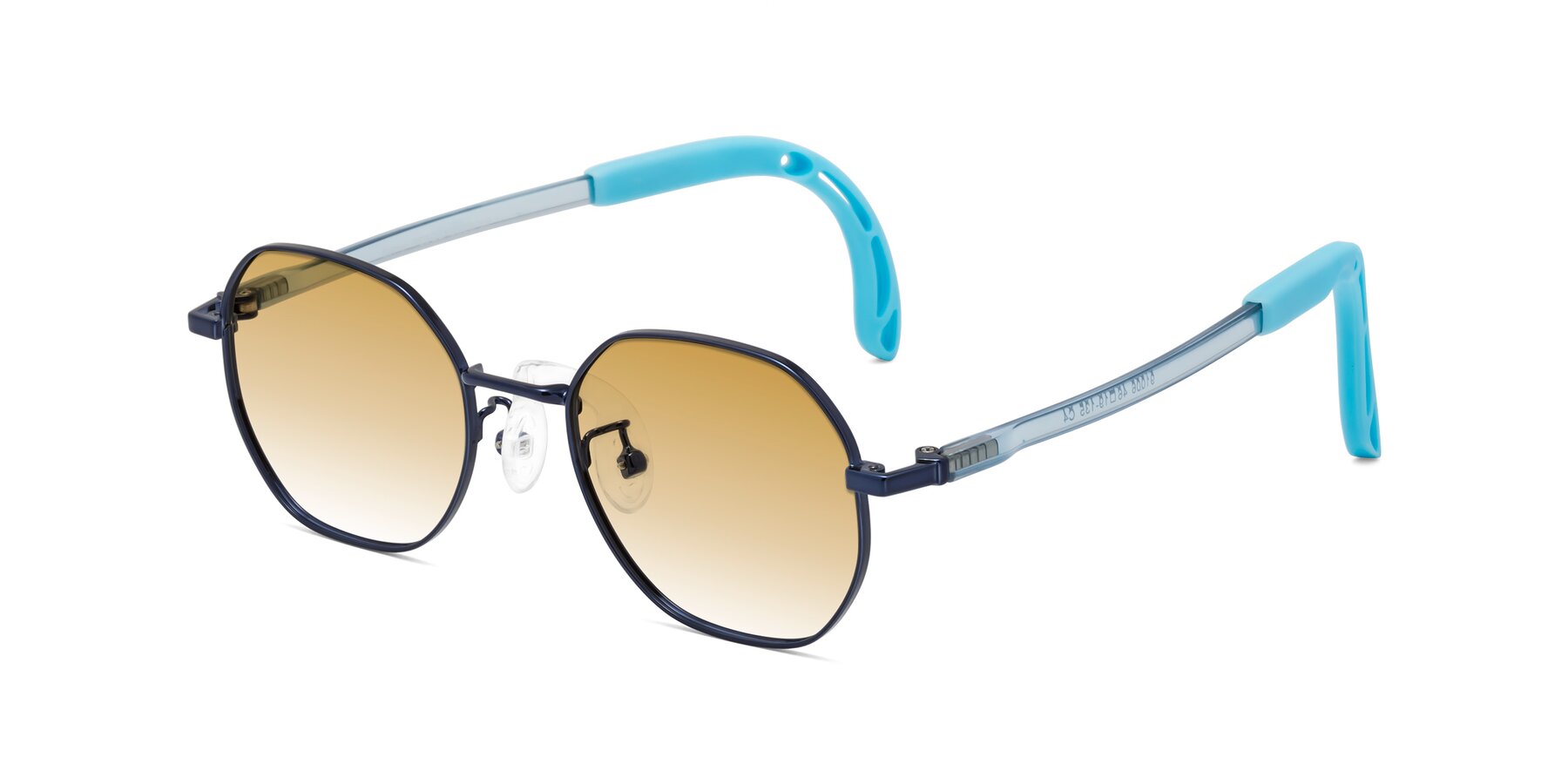 Angle of Esther in Sailor Blue with Champagne Gradient Lenses