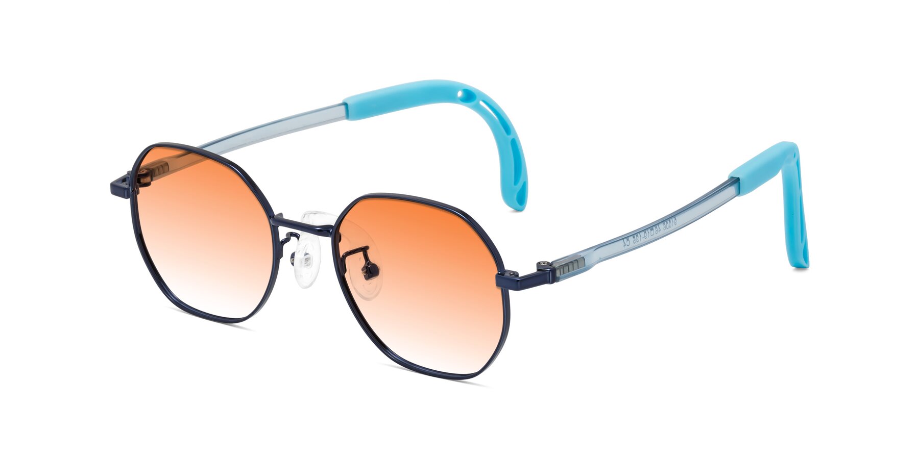 Angle of Esther in Sailor Blue with Orange Gradient Lenses