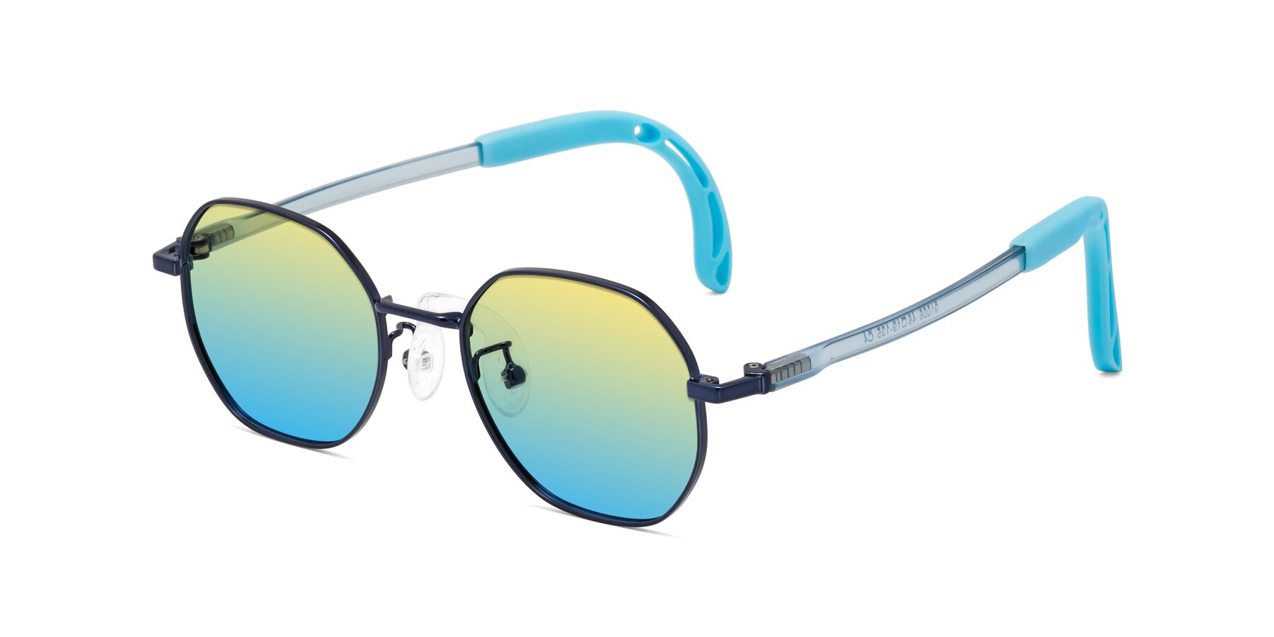 Angle of Esther in Sailor Blue with Yellow / Blue Gradient Lenses