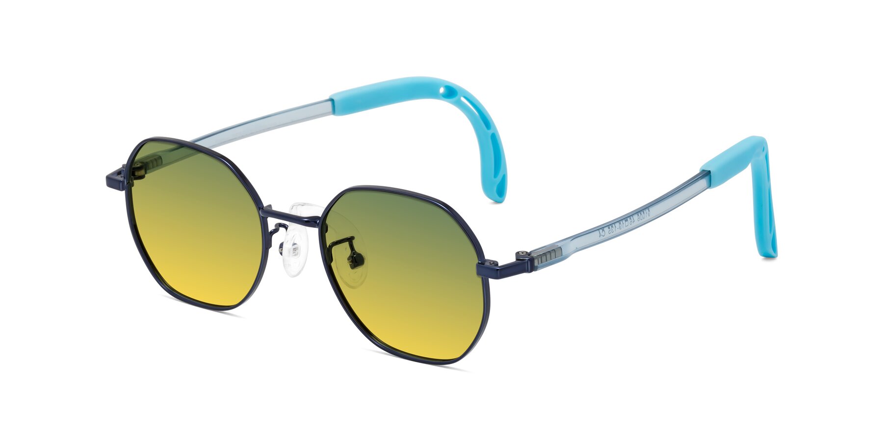 Angle of Esther in Sailor Blue with Green / Yellow Gradient Lenses