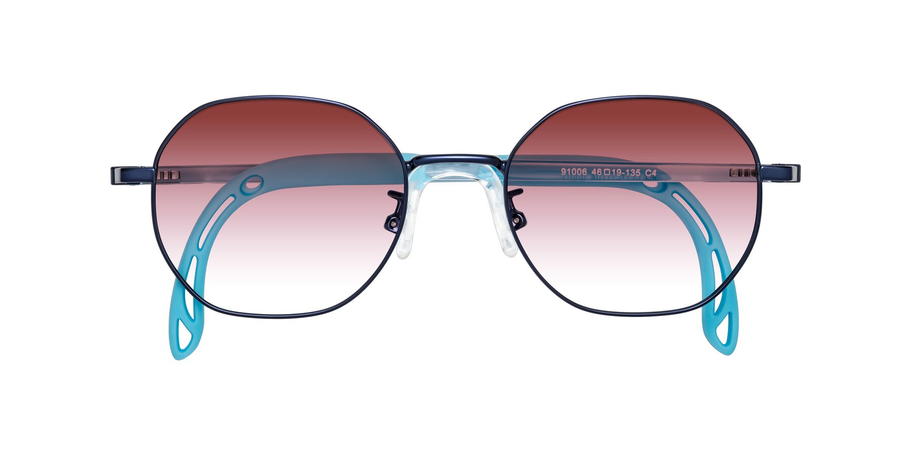 Folded Front of Esther in Sailor Blue with Garnet Gradient Lenses