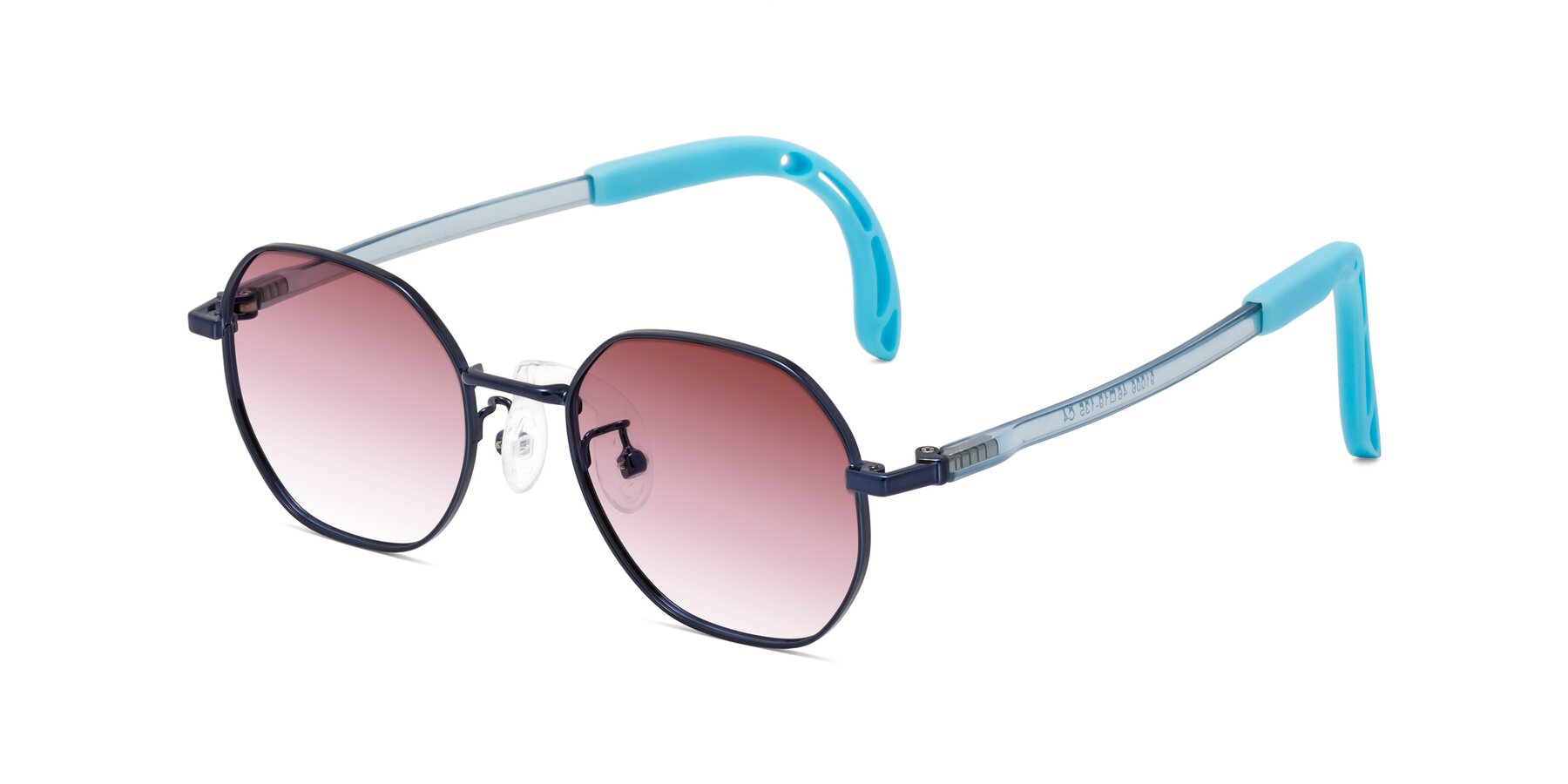 Angle of Esther in Sailor Blue with Garnet Gradient Lenses