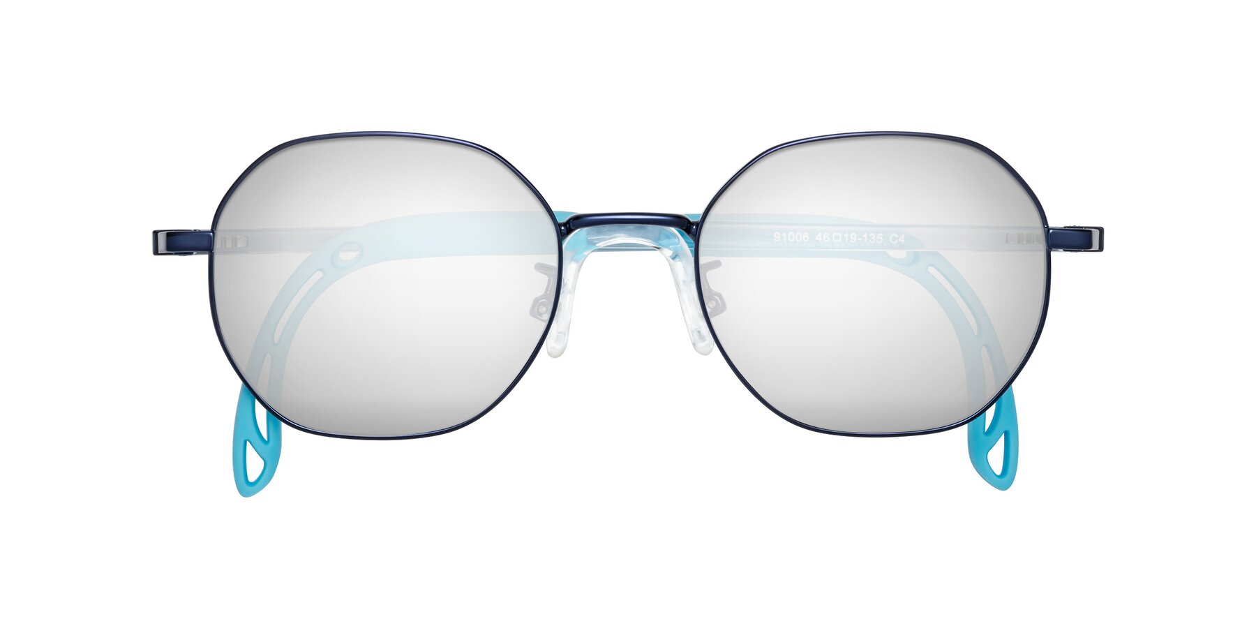 Folded Front of Esther in Sailor Blue with Silver Mirrored Lenses