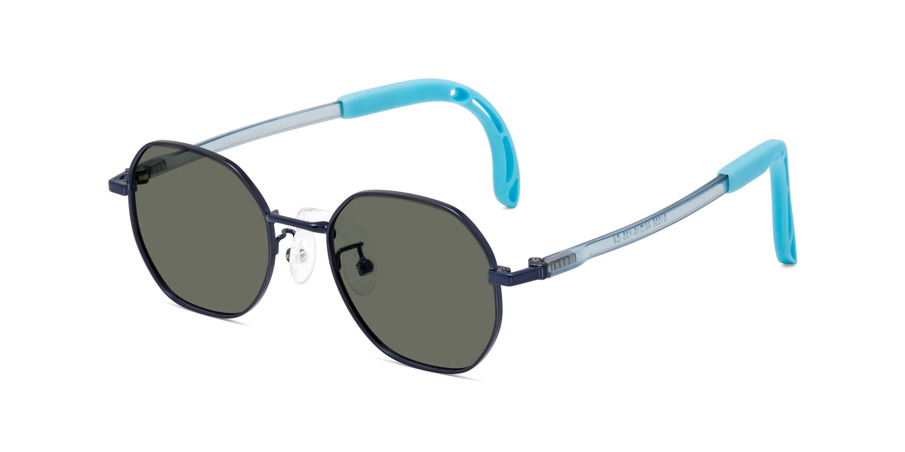 Angle of Esther in Sailor Blue with Gray Polarized Lenses