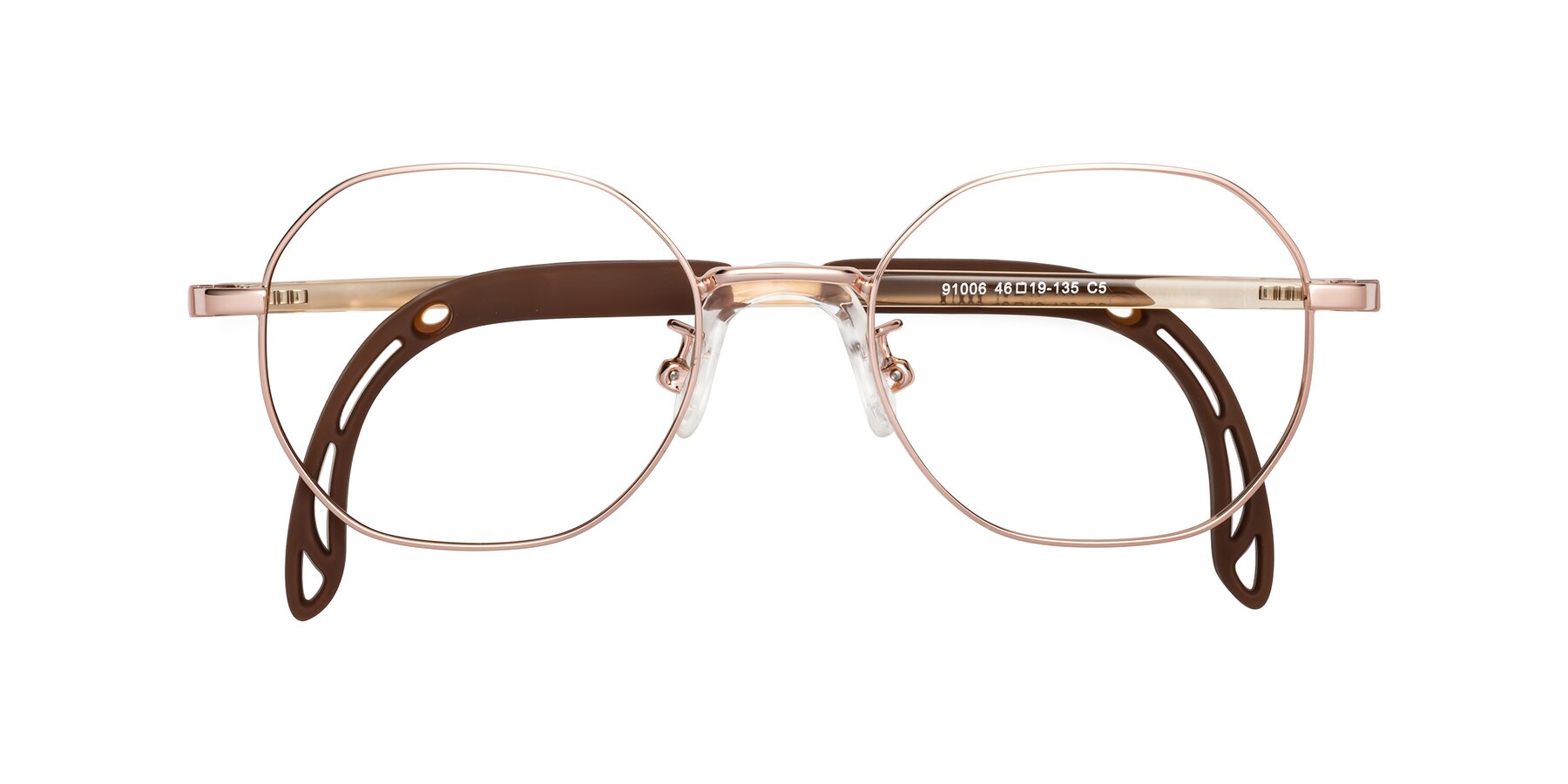 Folded Front of Esther in Professor Gold with Clear Blue Light Blocking Lenses