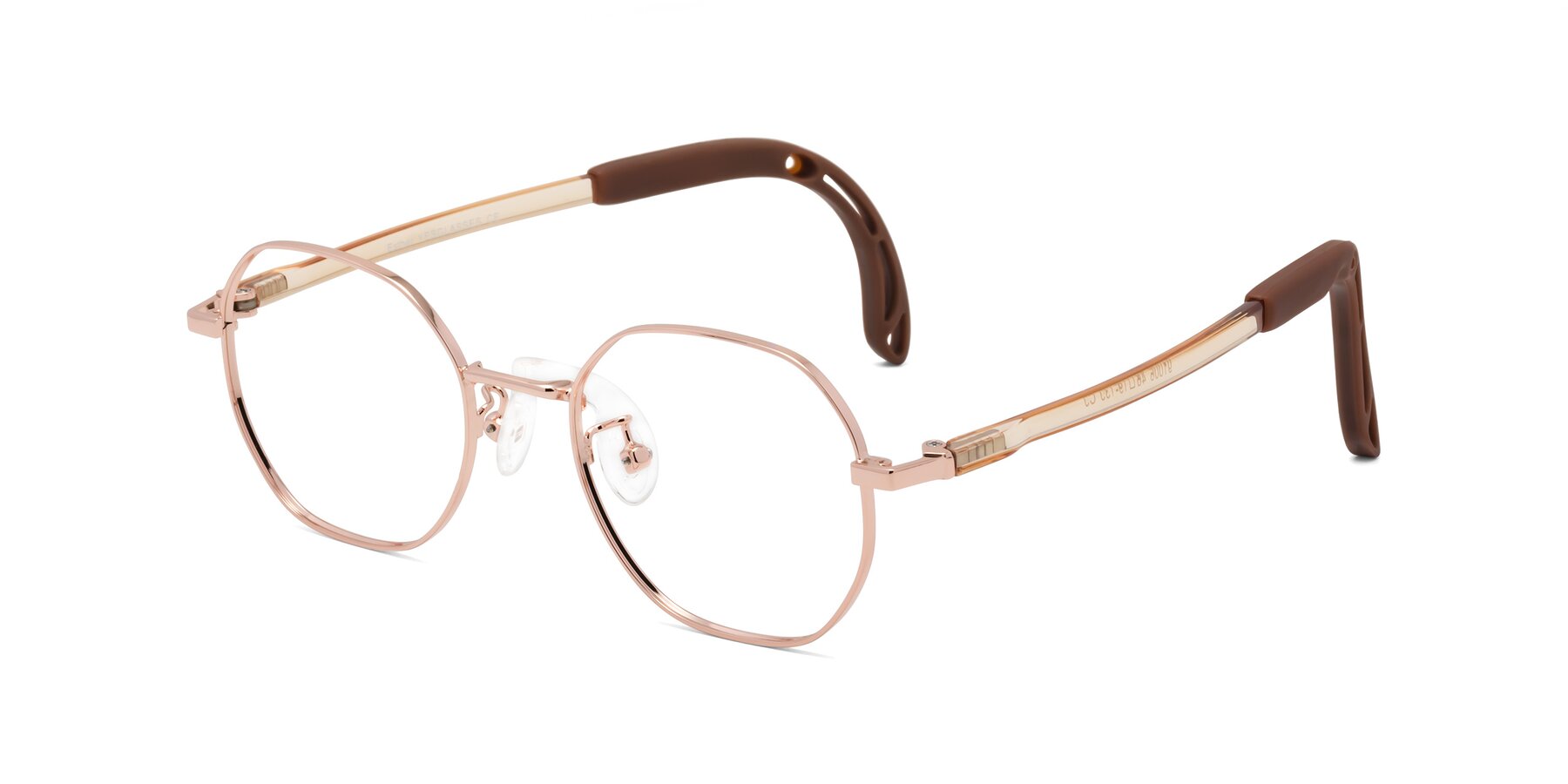 Angle of Esther in Professor Gold with Clear Eyeglass Lenses