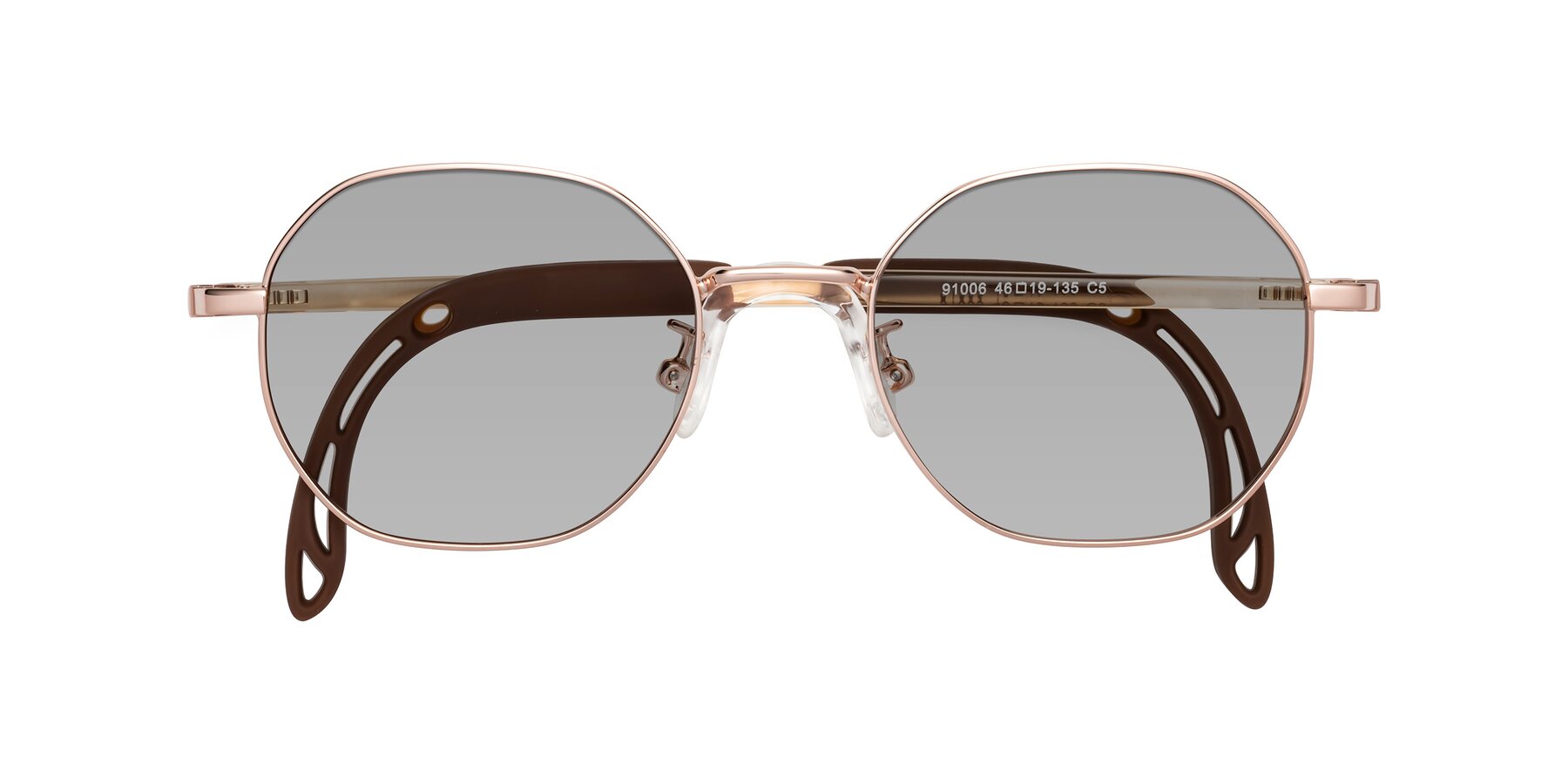 Folded Front of Esther in Professor Gold with Light Gray Tinted Lenses