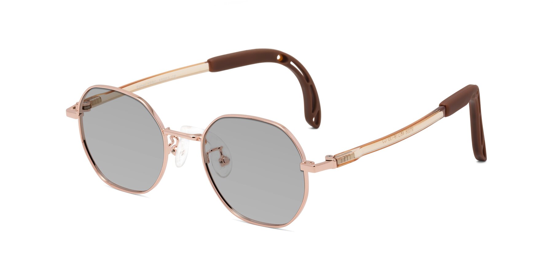 Angle of Esther in Professor Gold with Light Gray Tinted Lenses