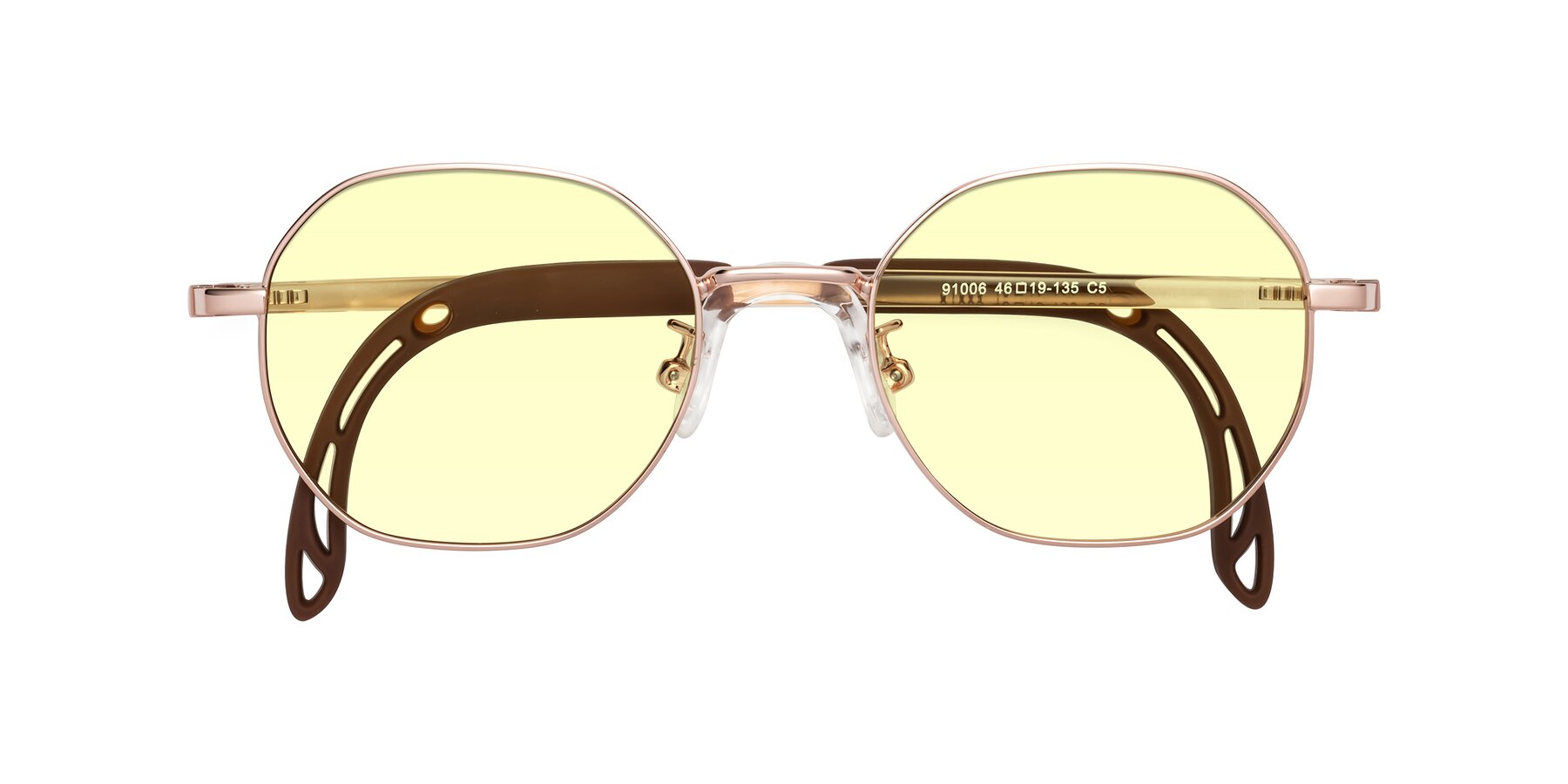 Folded Front of Esther in Professor Gold with Light Yellow Tinted Lenses