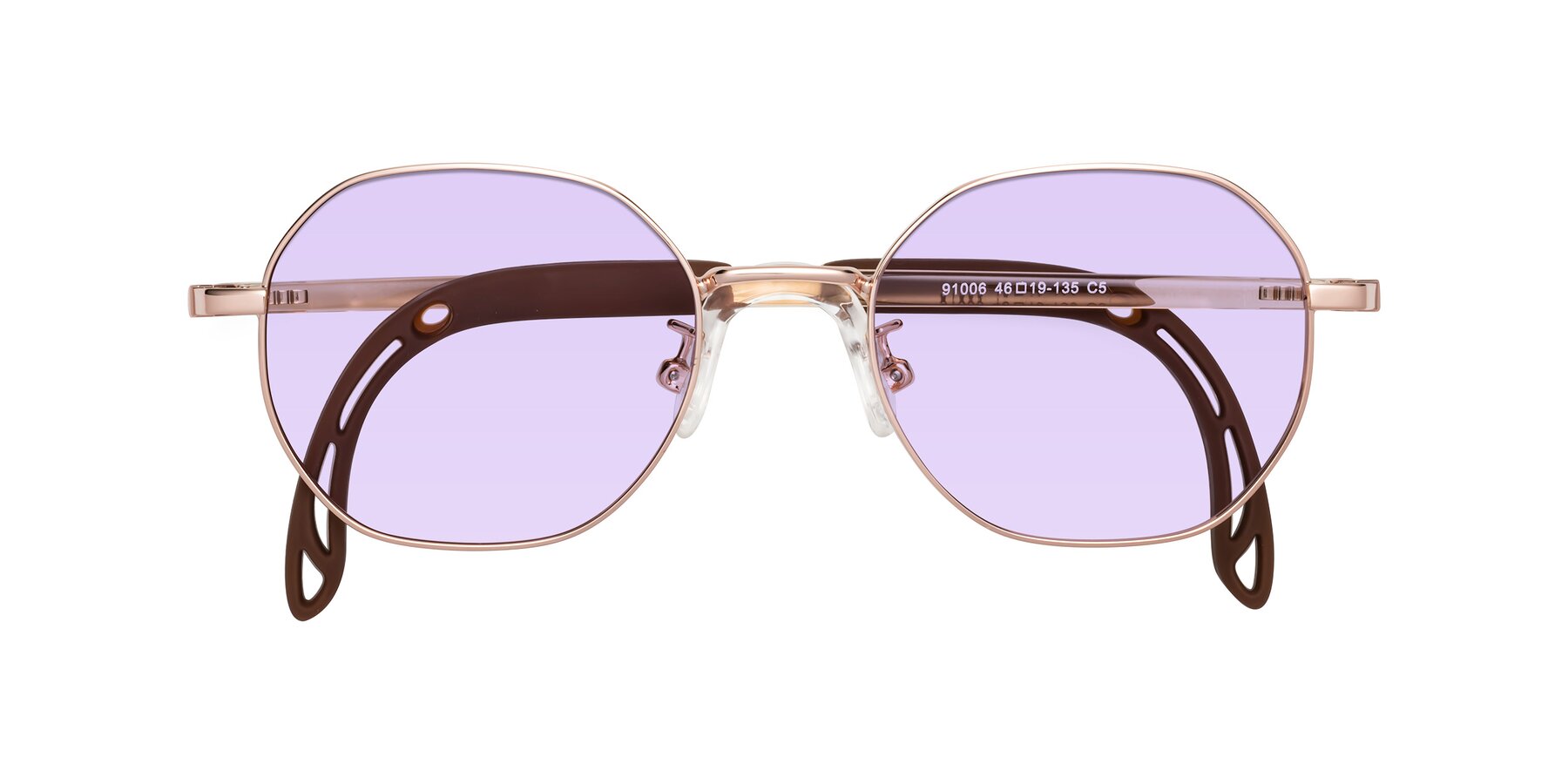 Folded Front of Esther in Professor Gold with Light Purple Tinted Lenses