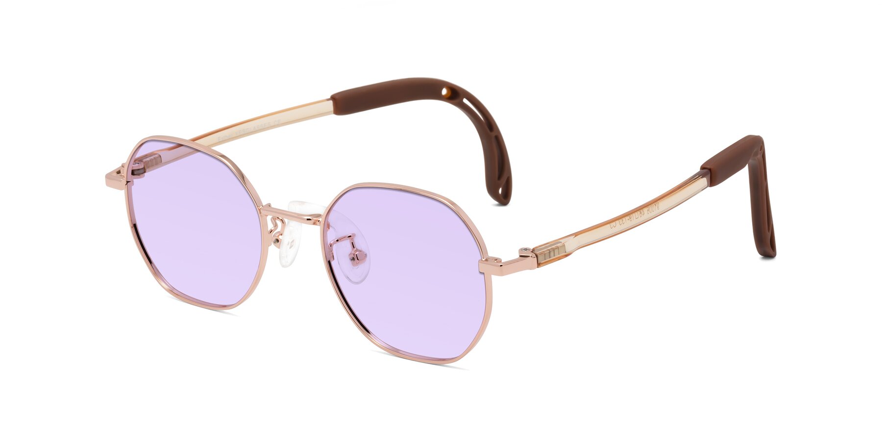 Angle of Esther in Professor Gold with Light Purple Tinted Lenses