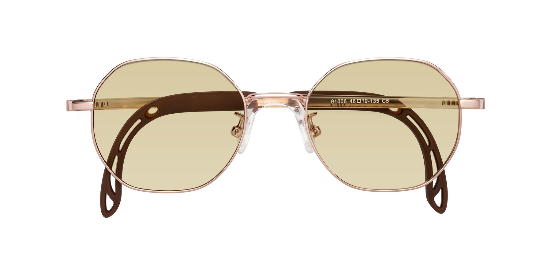 Folded Front of Esther in Professor Gold with Light Champagne Tinted Lenses