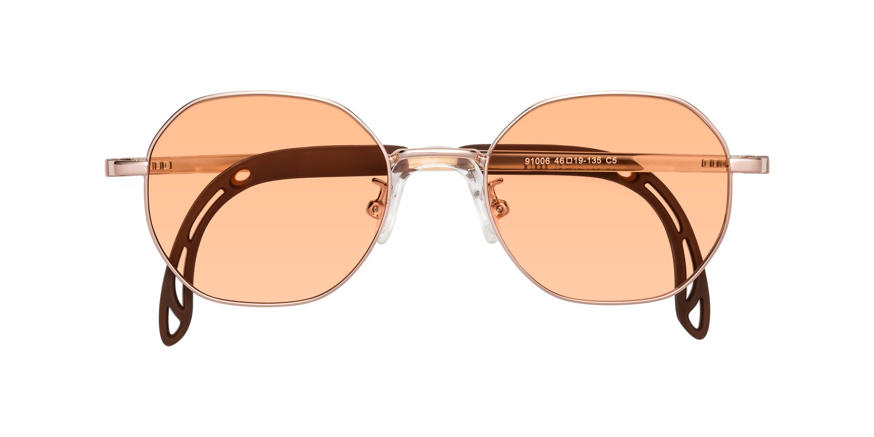 Folded Front of Esther in Professor Gold with Light Orange Tinted Lenses