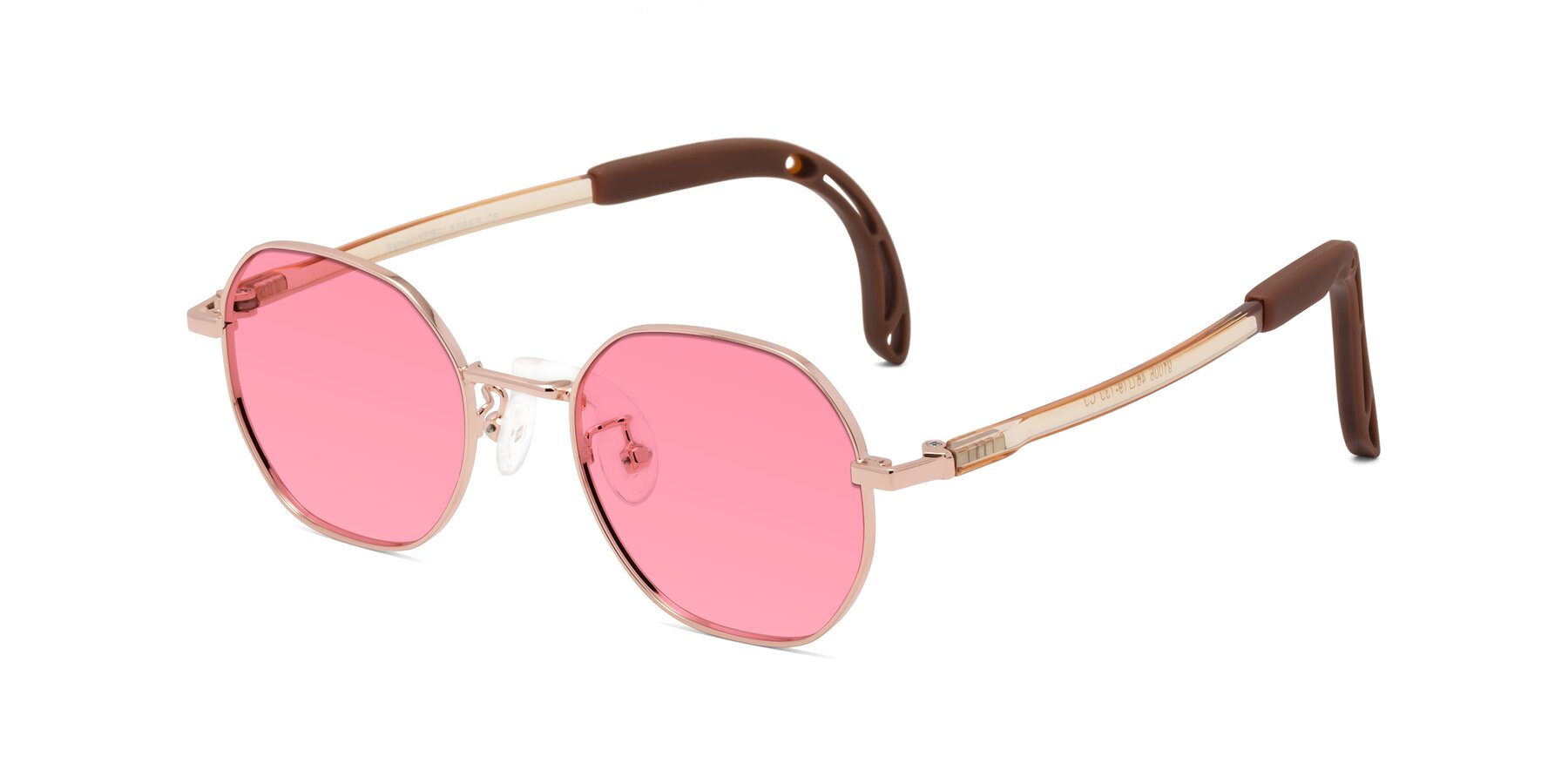 Angle of Esther in Professor Gold with Pink Tinted Lenses