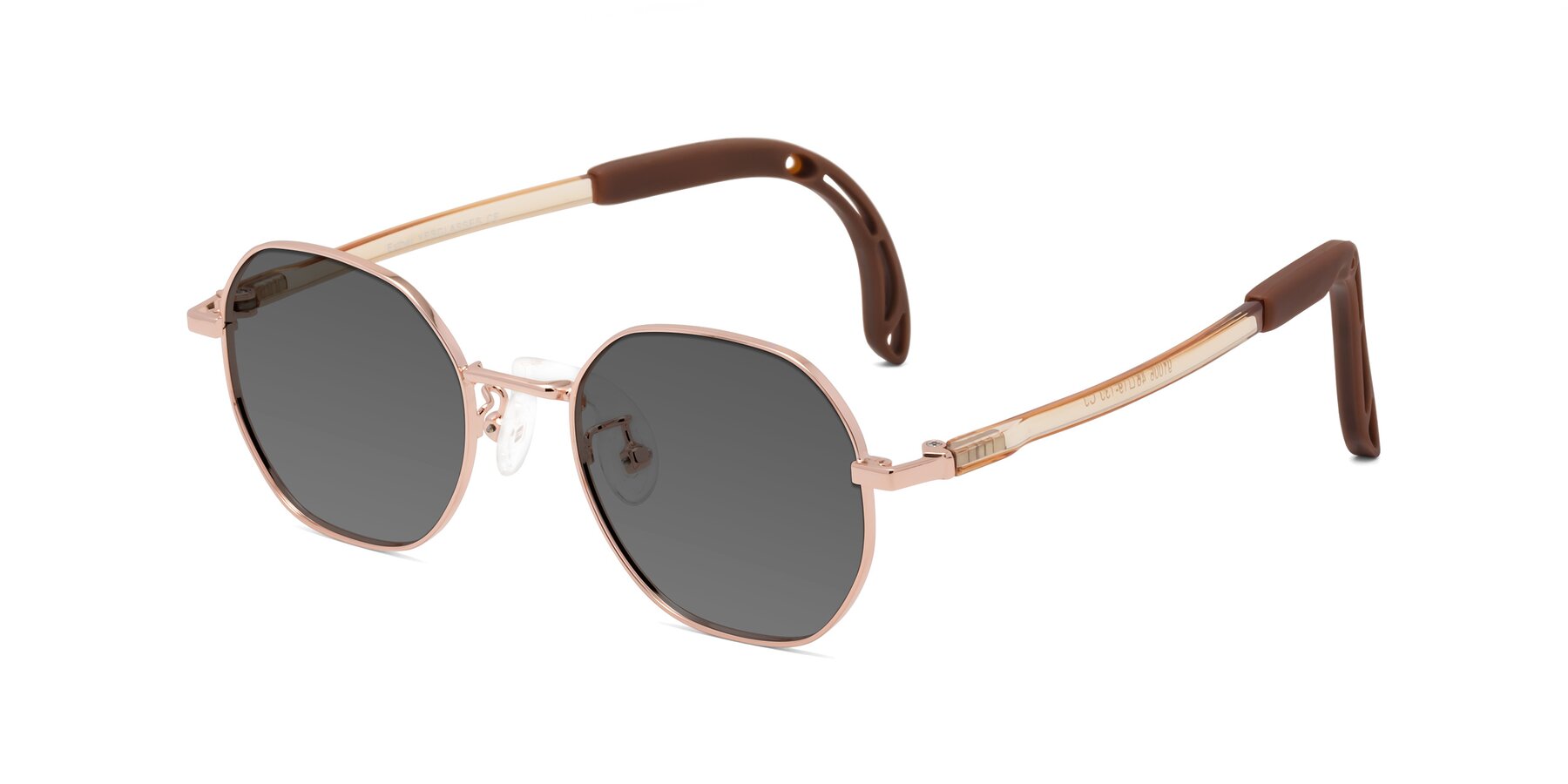 Angle of Esther in Professor Gold with Medium Gray Tinted Lenses