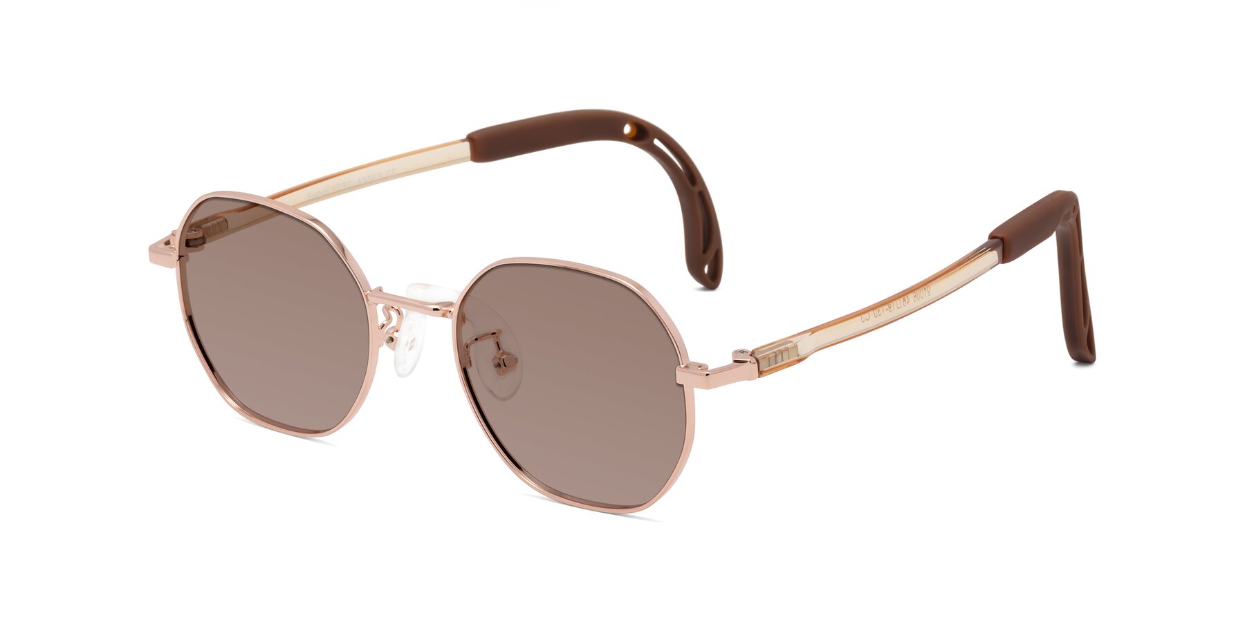 Angle of Esther in Professor Gold with Medium Brown Tinted Lenses