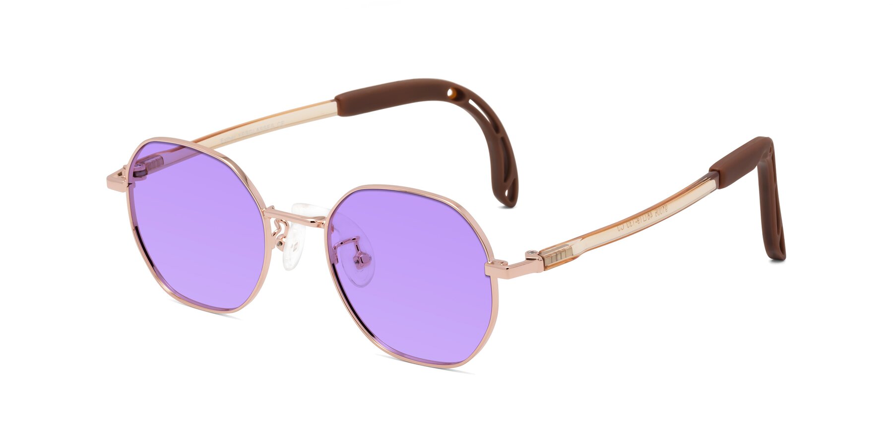 Angle of Esther in Professor Gold with Medium Purple Tinted Lenses