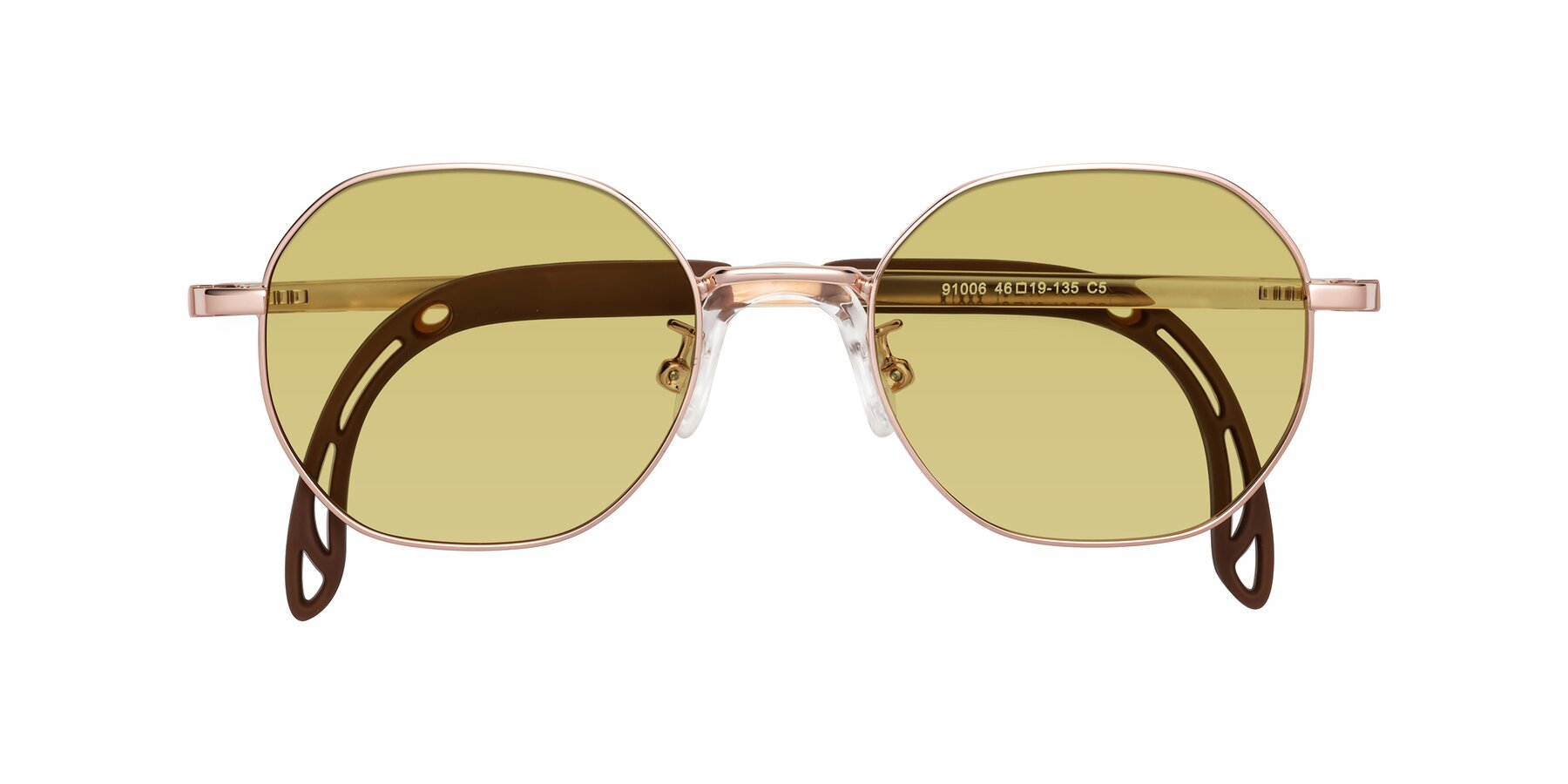 Folded Front of Esther in Professor Gold with Medium Champagne Tinted Lenses