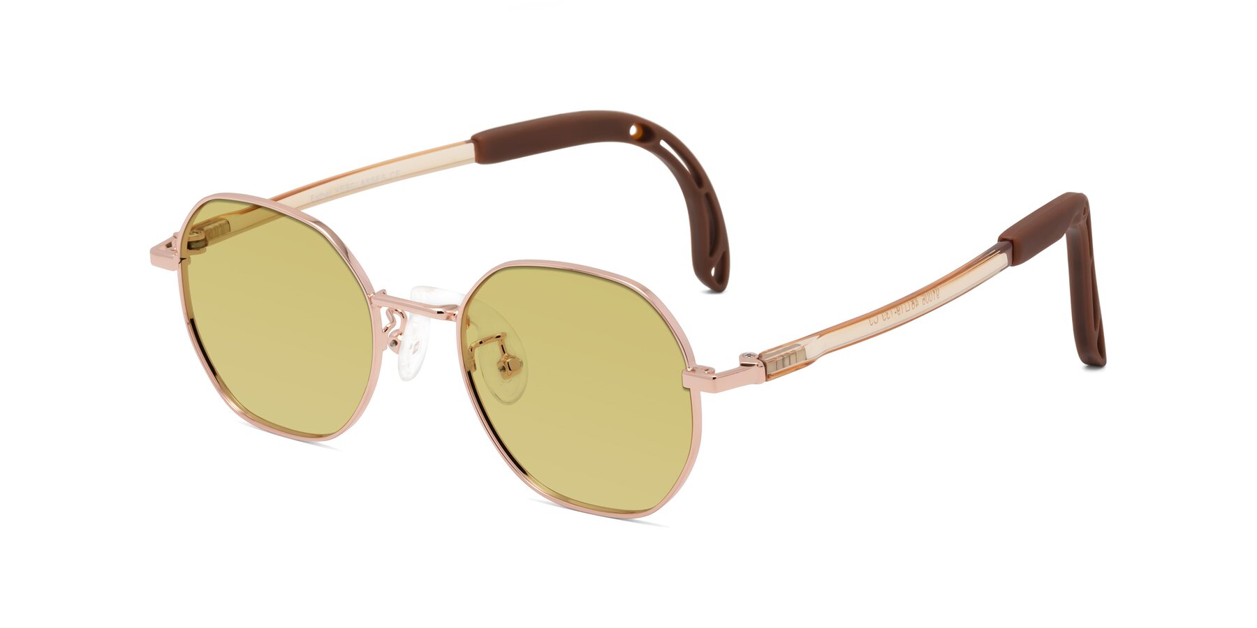 Angle of Esther in Professor Gold with Medium Champagne Tinted Lenses