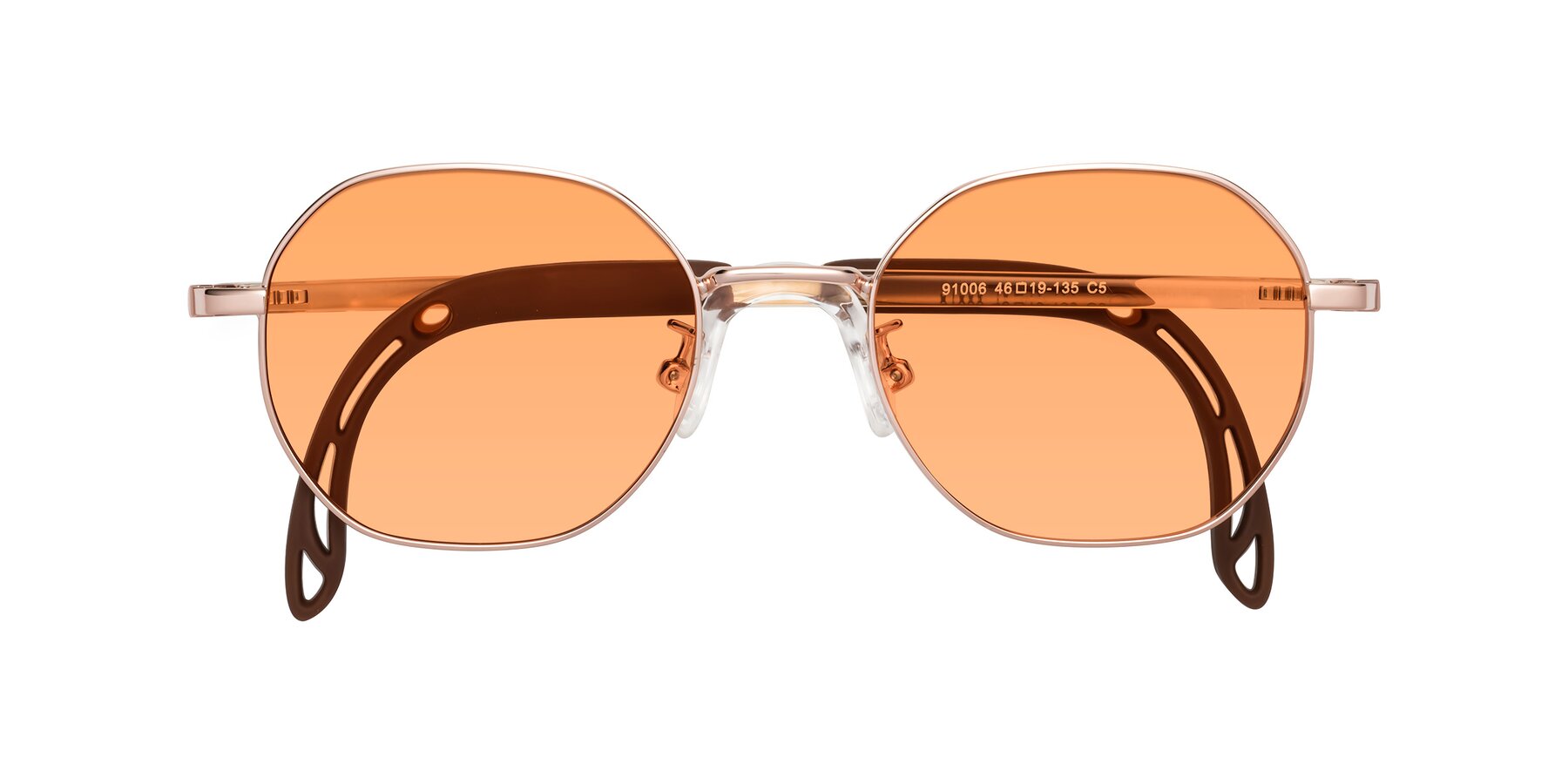 Folded Front of Esther in Professor Gold with Medium Orange Tinted Lenses