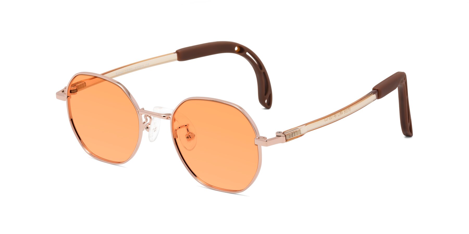 Angle of Esther in Professor Gold with Medium Orange Tinted Lenses