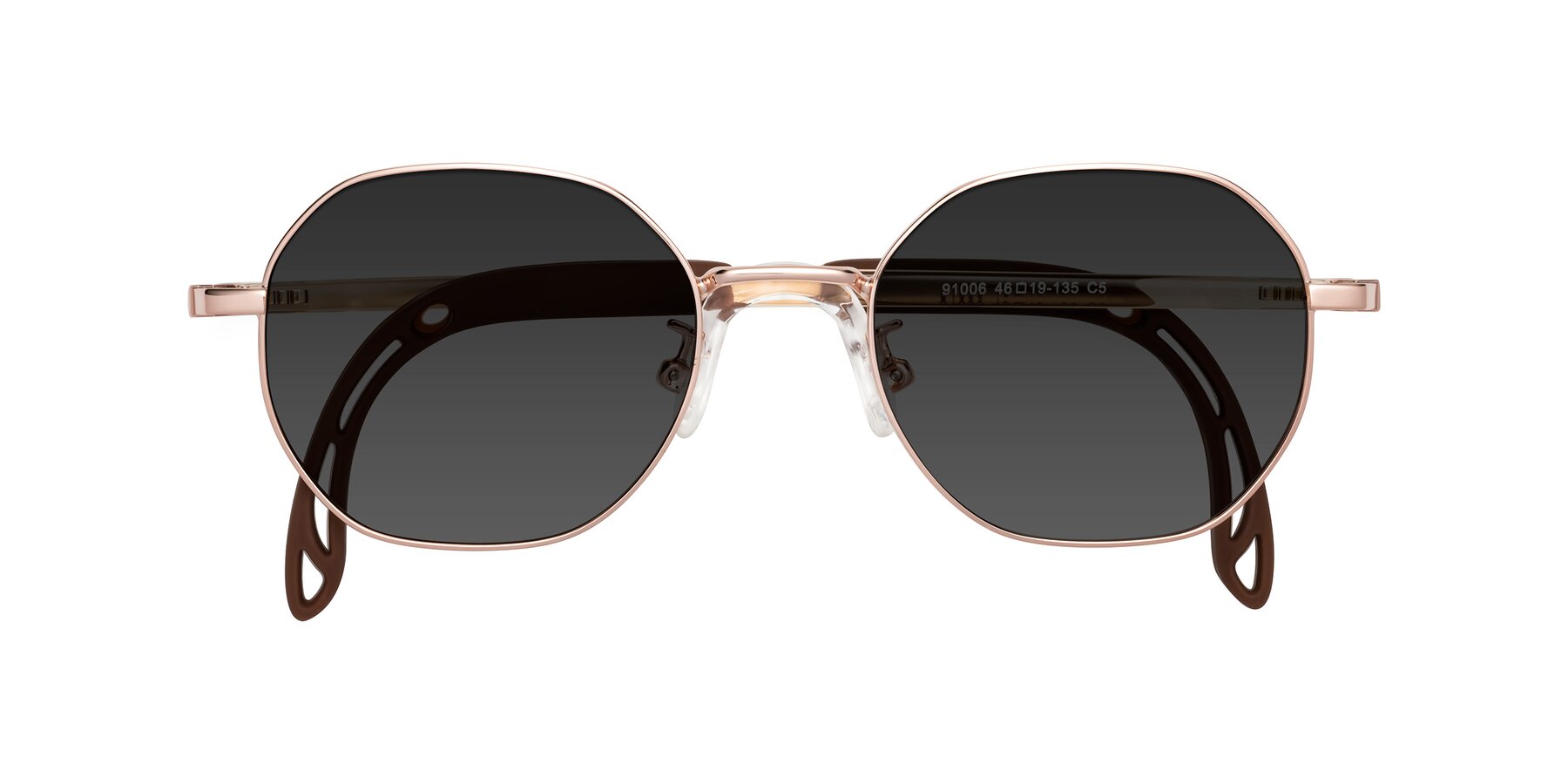 Folded Front of Esther in Professor Gold with Gray Tinted Lenses