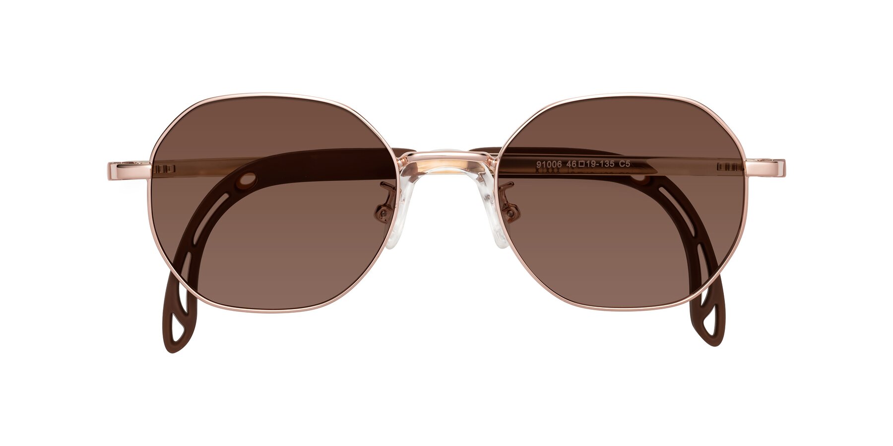 Folded Front of Esther in Professor Gold with Brown Tinted Lenses