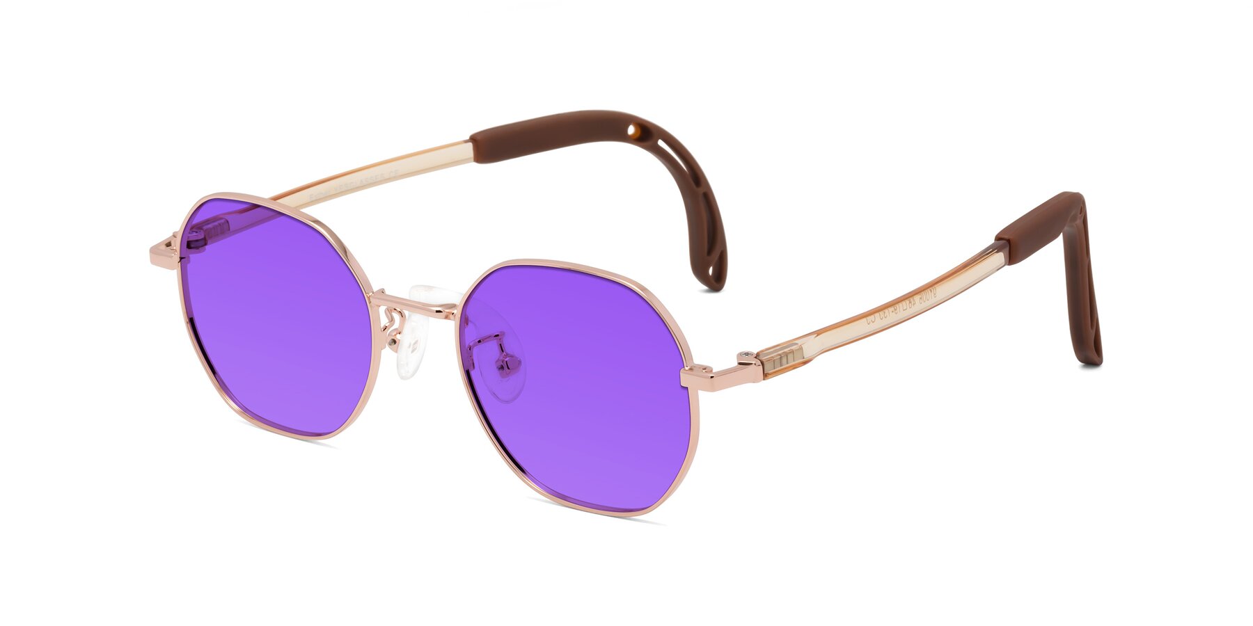 Angle of Esther in Professor Gold with Purple Tinted Lenses