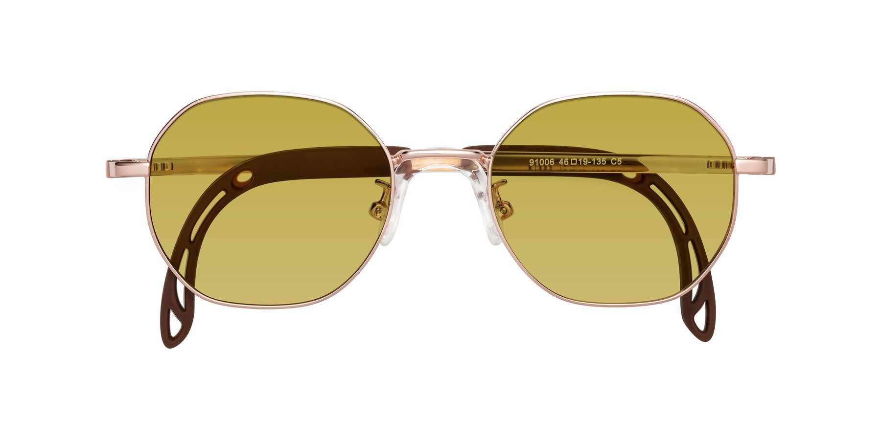 Folded Front of Esther in Professor Gold with Champagne Tinted Lenses