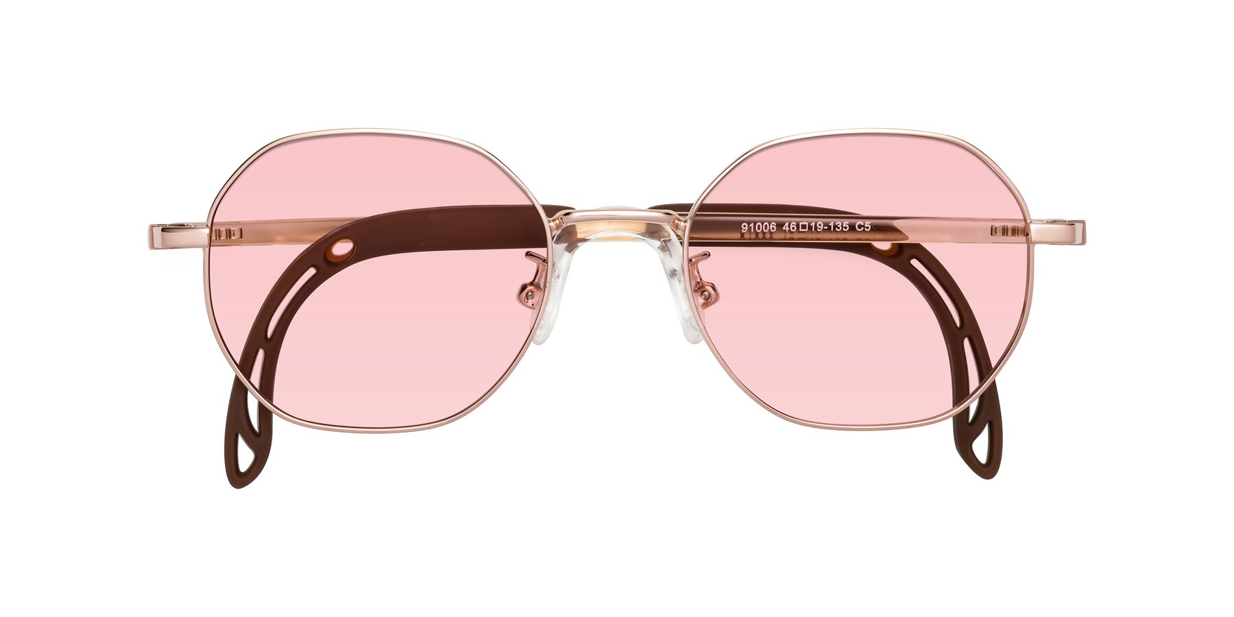 Folded Front of Esther in Professor Gold with Light Garnet Tinted Lenses