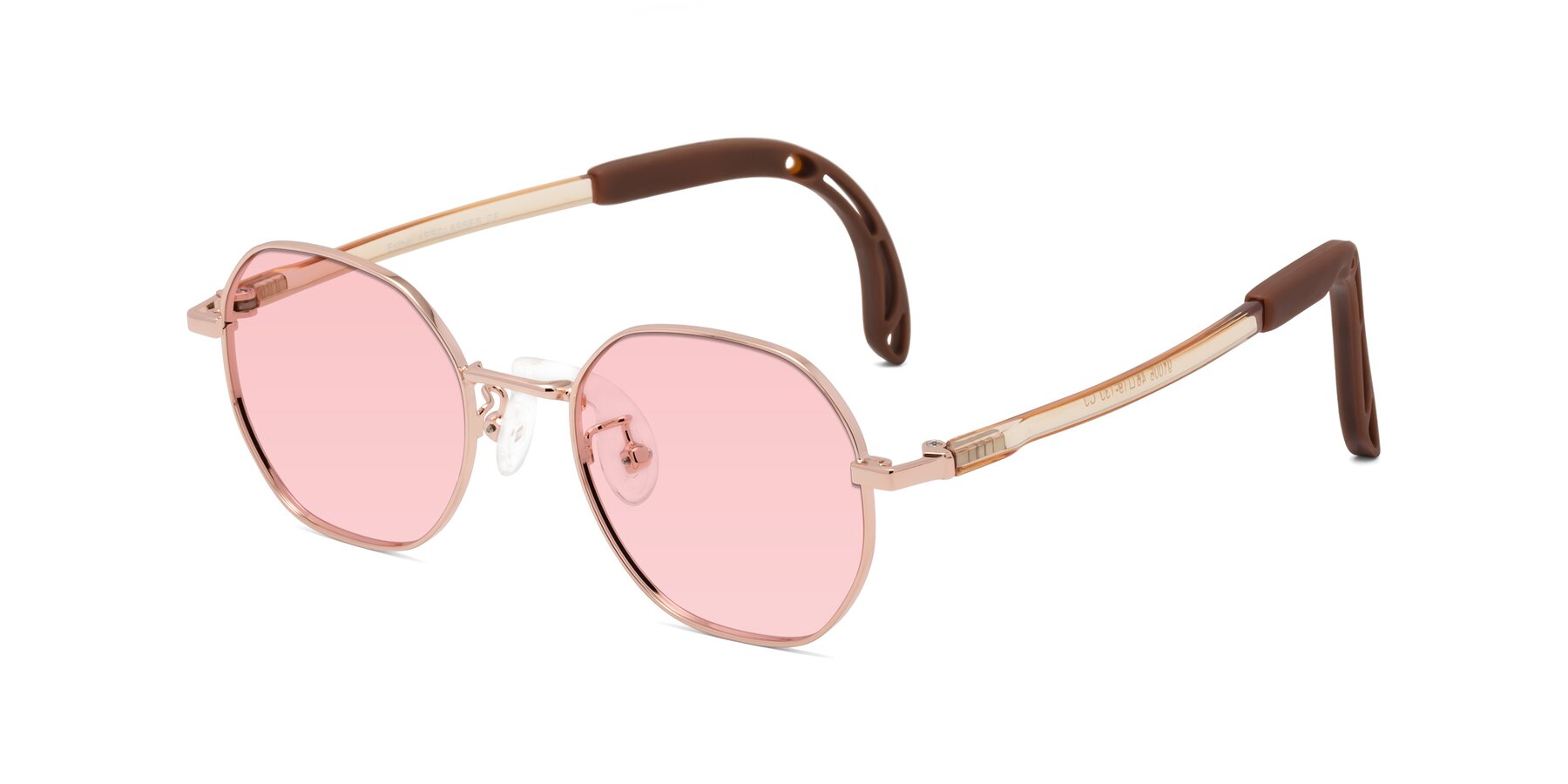 Angle of Esther in Professor Gold with Light Garnet Tinted Lenses