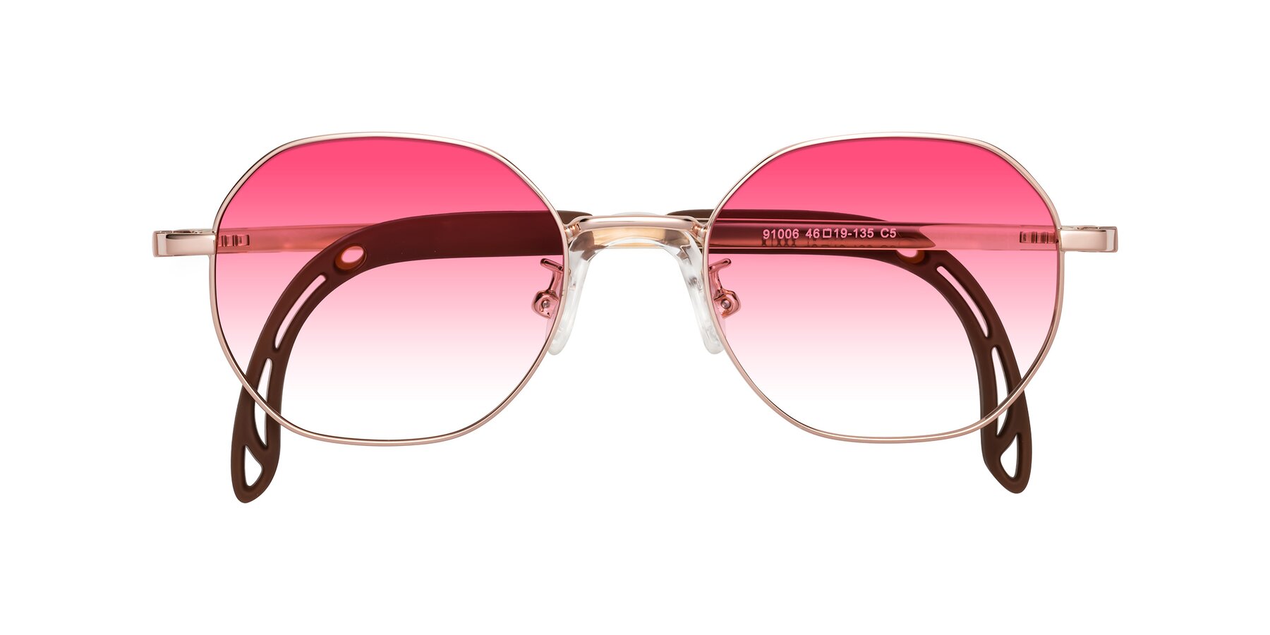 Folded Front of Esther in Professor Gold with Pink Gradient Lenses