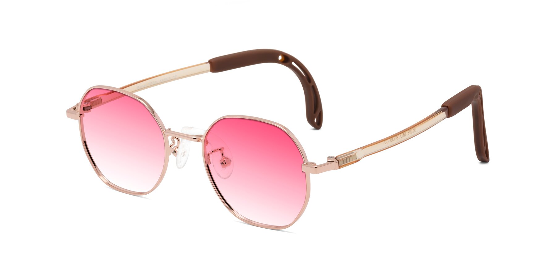 Angle of Esther in Professor Gold with Pink Gradient Lenses