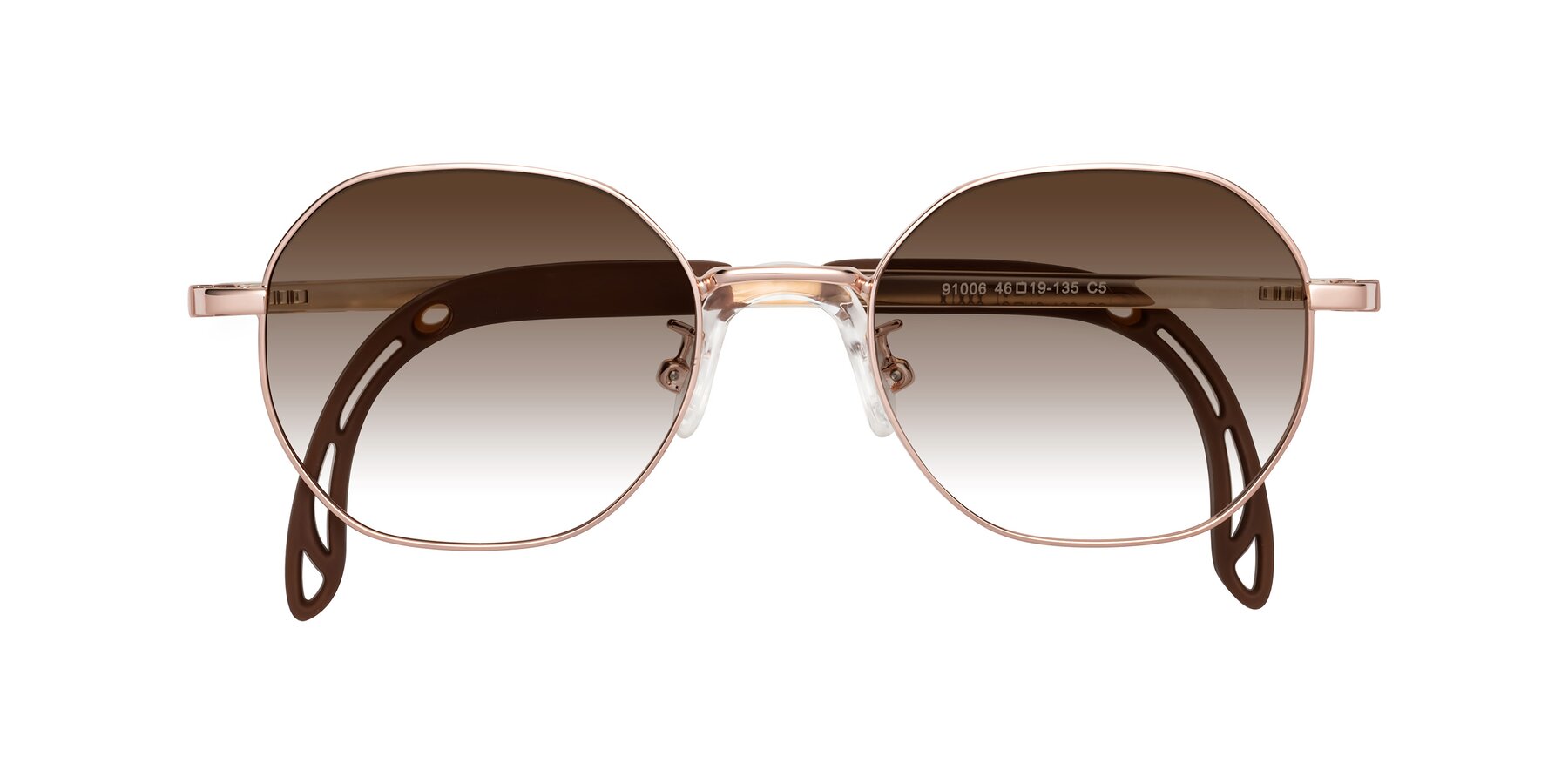 Folded Front of Esther in Professor Gold with Brown Gradient Lenses