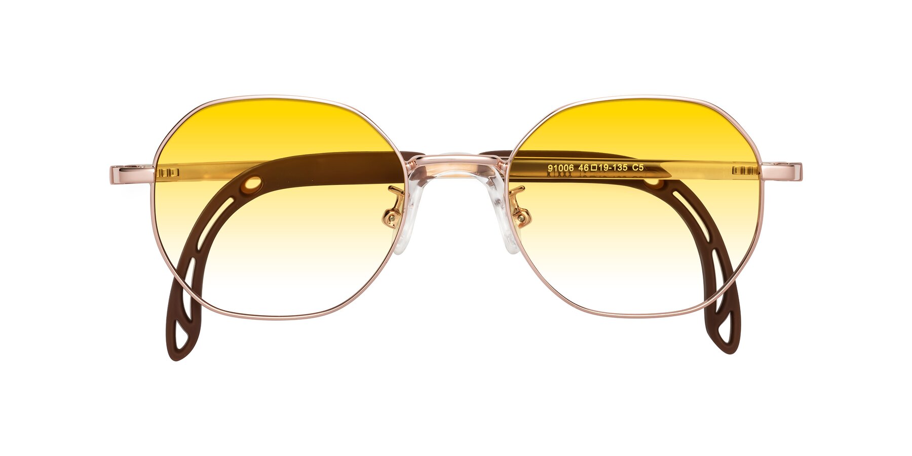 Folded Front of Esther in Professor Gold with Yellow Gradient Lenses