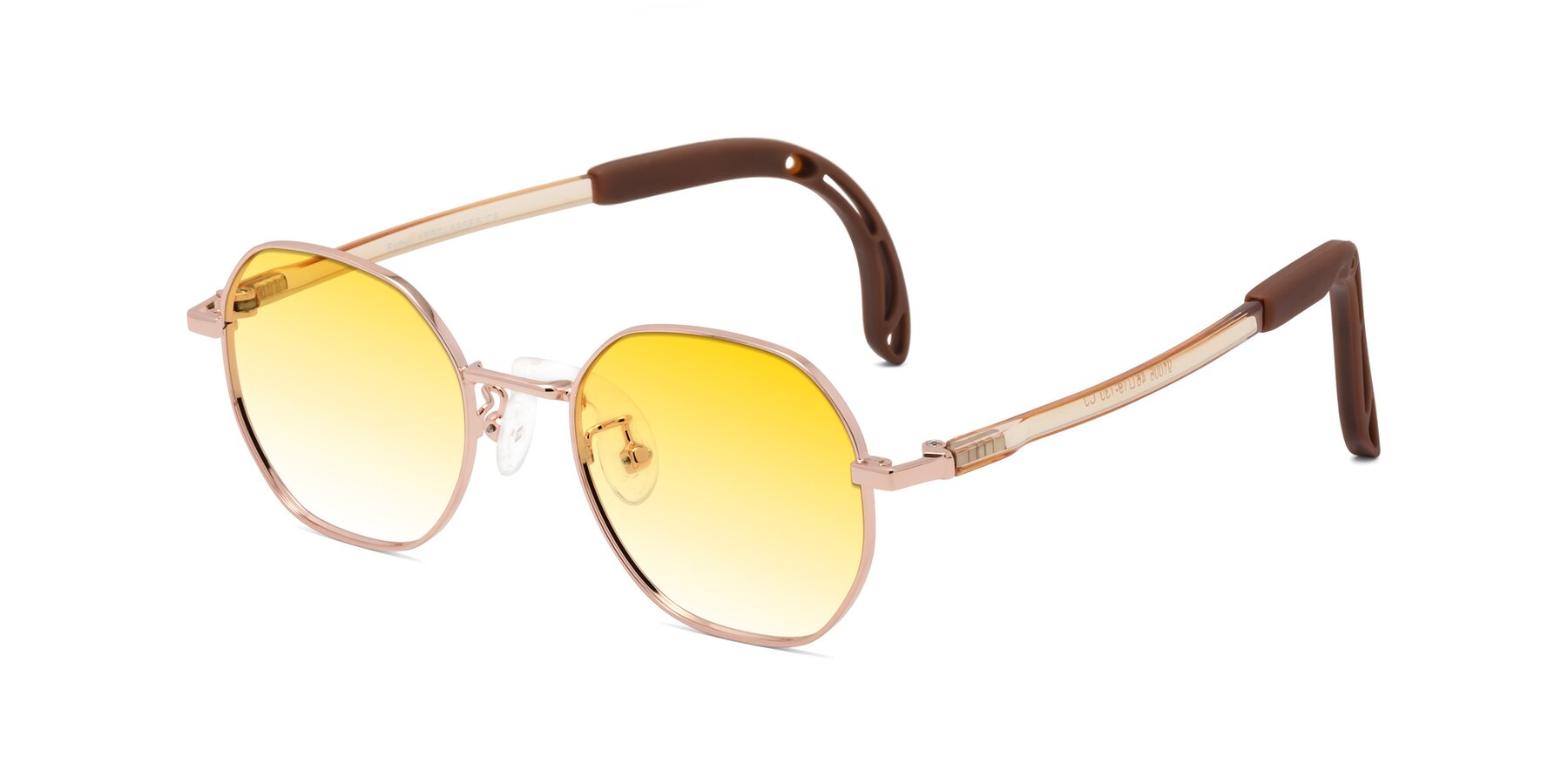 Angle of Esther in Professor Gold with Yellow Gradient Lenses